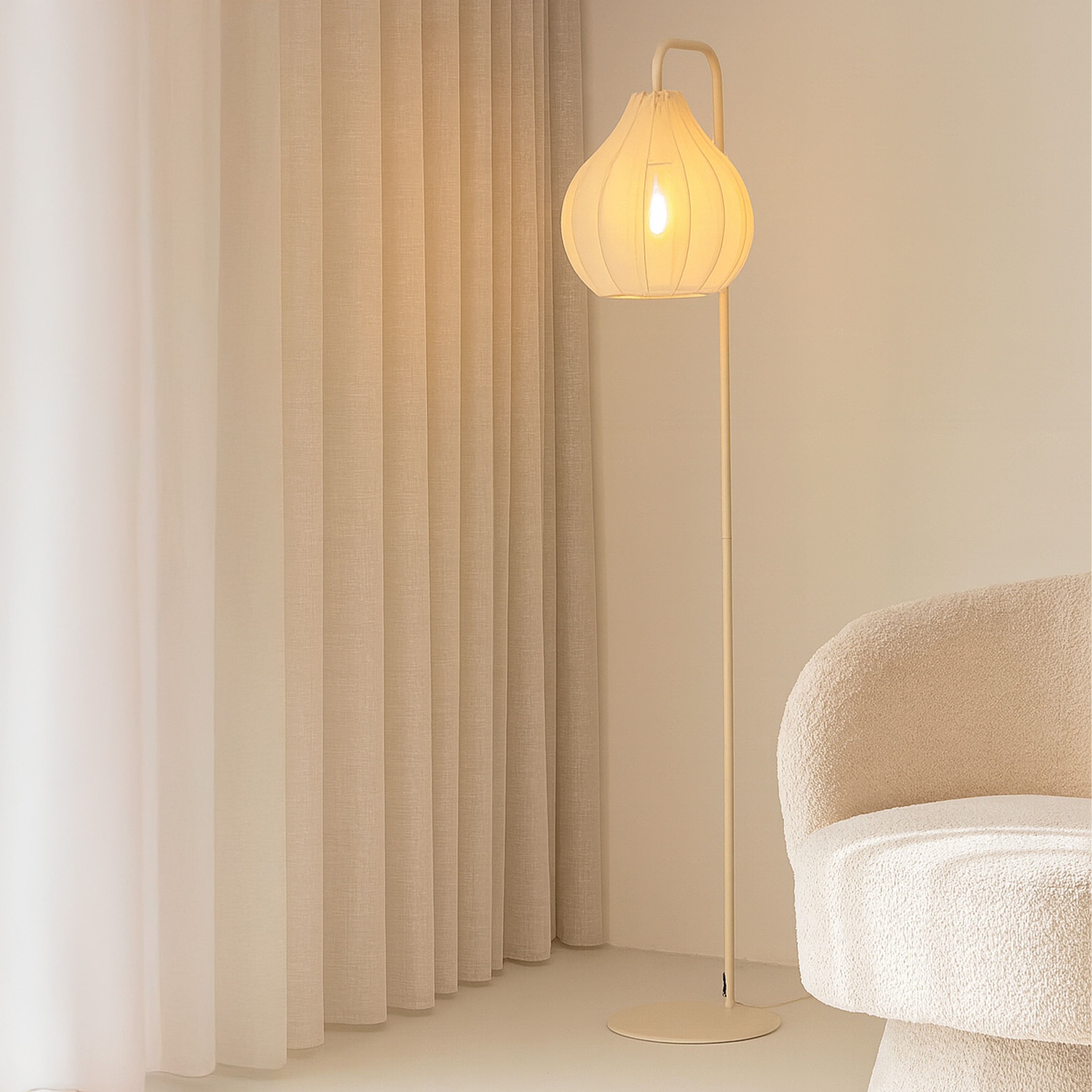 Light & Living Vloerlamp Elati 156cm hoog - Zand - Japandi