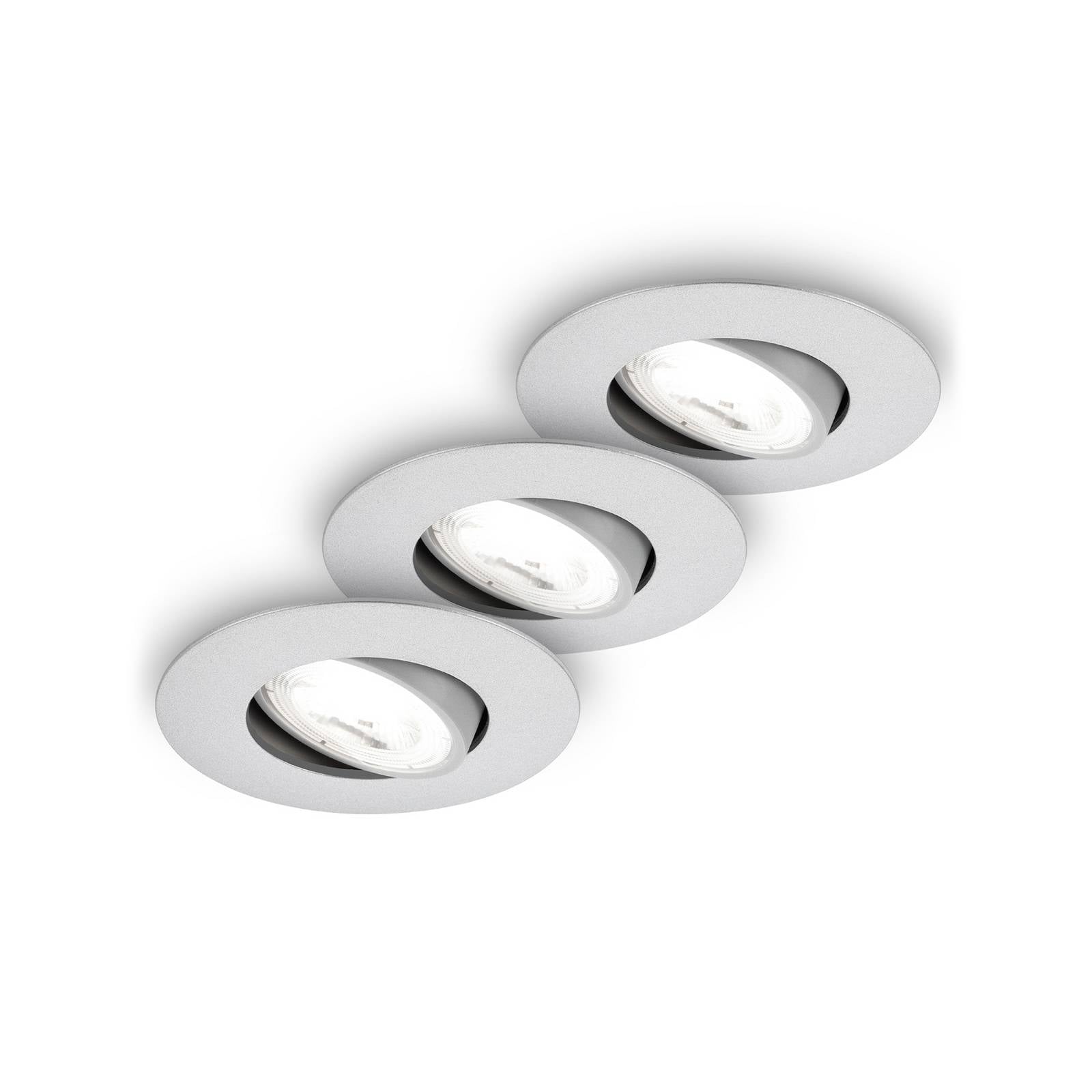 Briloner Kulana A inbouwlamp, mat chroom, 4000K, set van 3 – Lampen24
