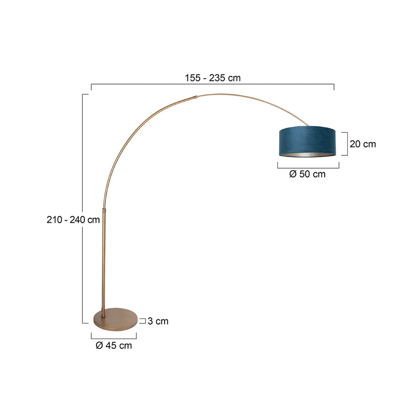 Steinhauer Boogstaande vloerlamp Sparkled Light brons/blauw, 240 cm, velours - Lampen24