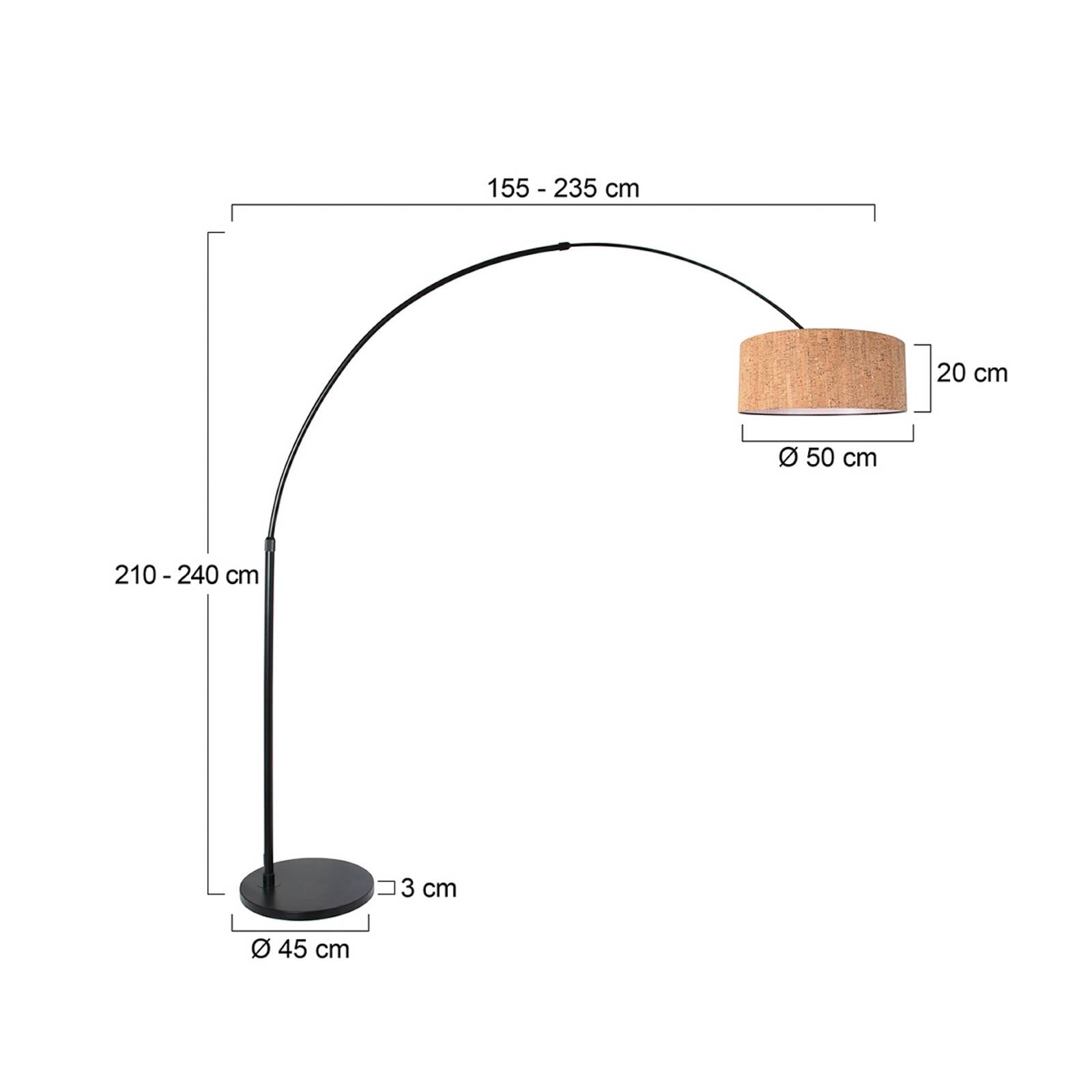 Steinhauer Boogstaande vloerlamp Sparkled Light, zwart/bruin, 240 cm, kurk – Lampen24