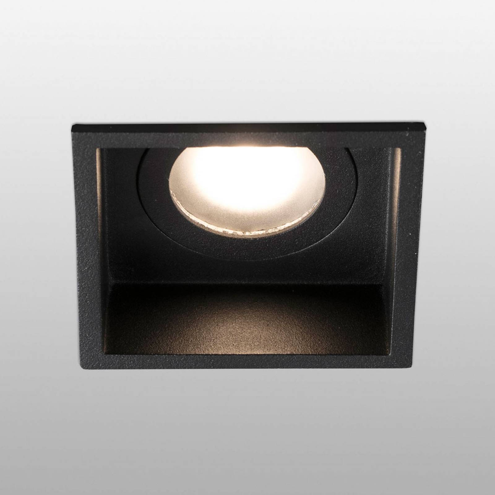 FARO BARCELONA Inbouwspot Hyde 1-lamp frame hoekig IP44 zwart - Lampen24