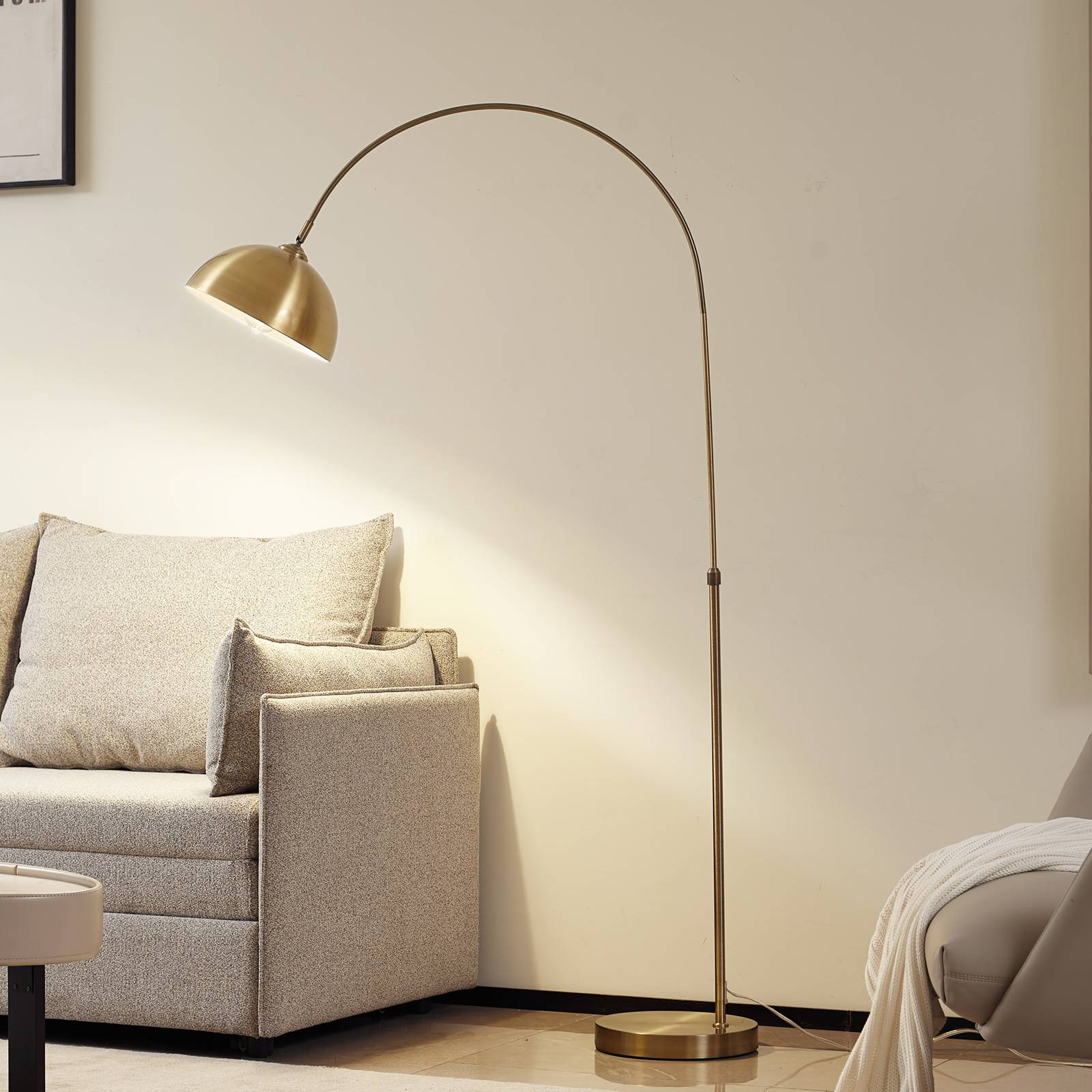 Lindby Lennart booglamp, antiek messing, metaal 183 cm – Lampen24