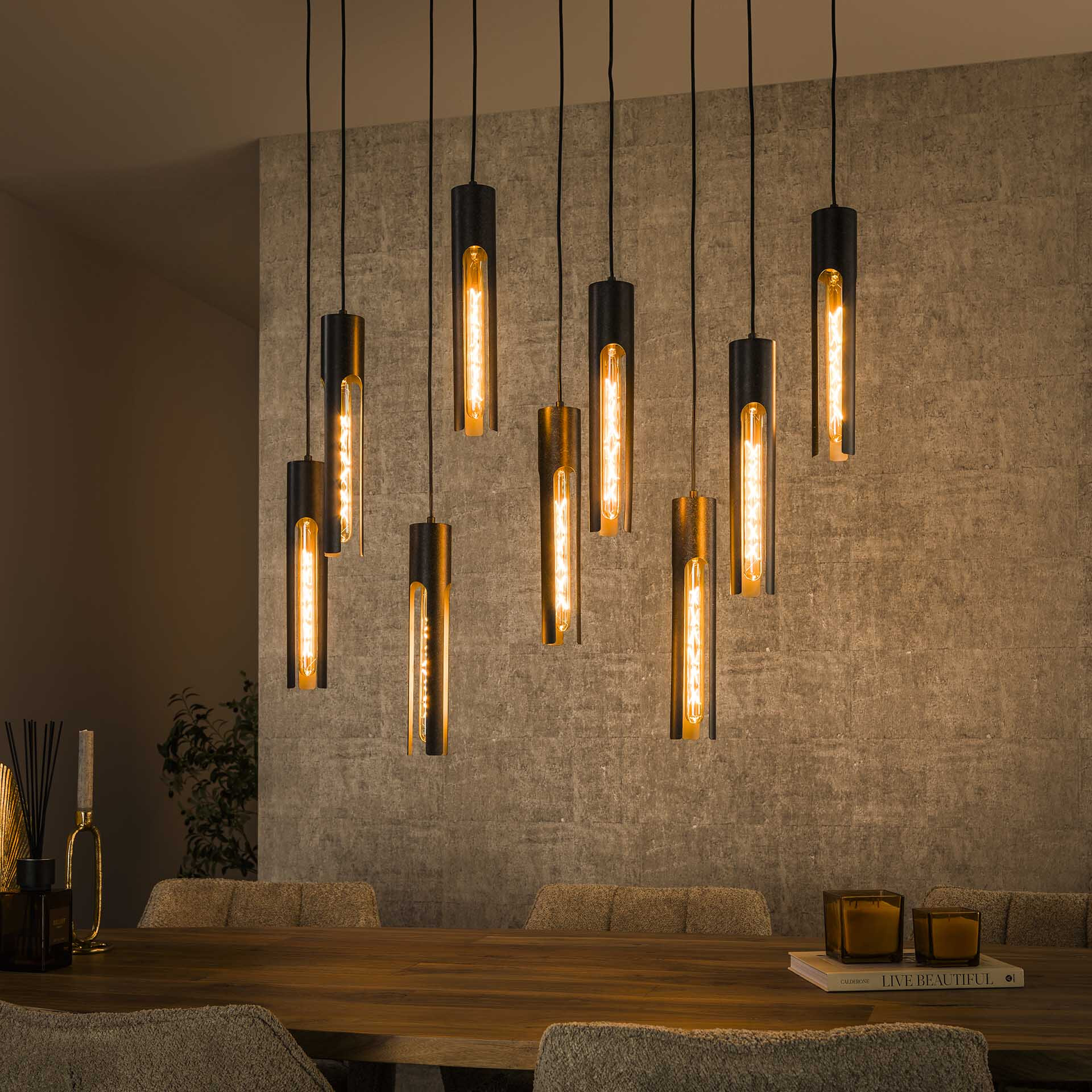 LifestyleFurn Hanglamp Charnelle 5+4-lamps