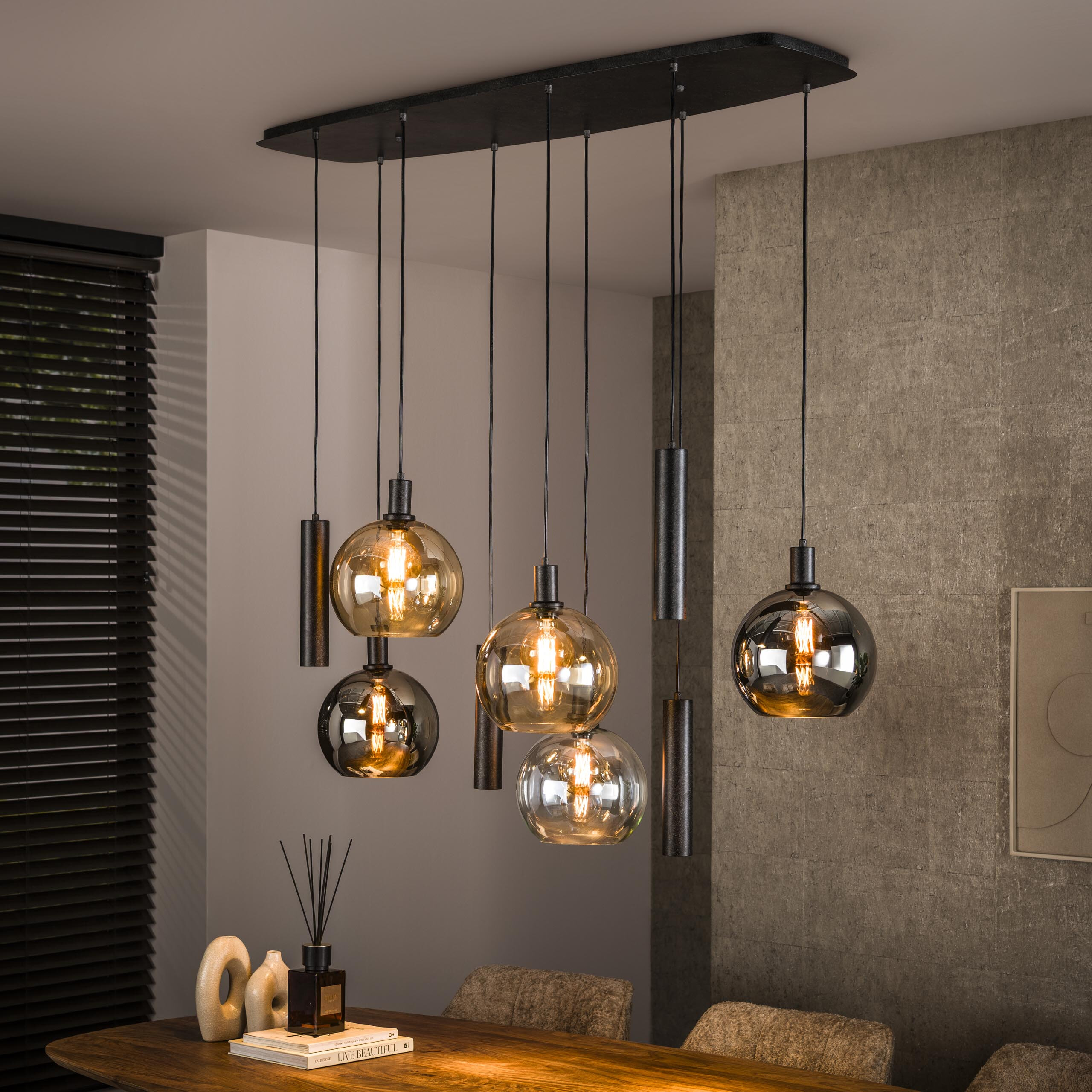 LifestyleFurn Hanglamp Janetta Glas en metaal