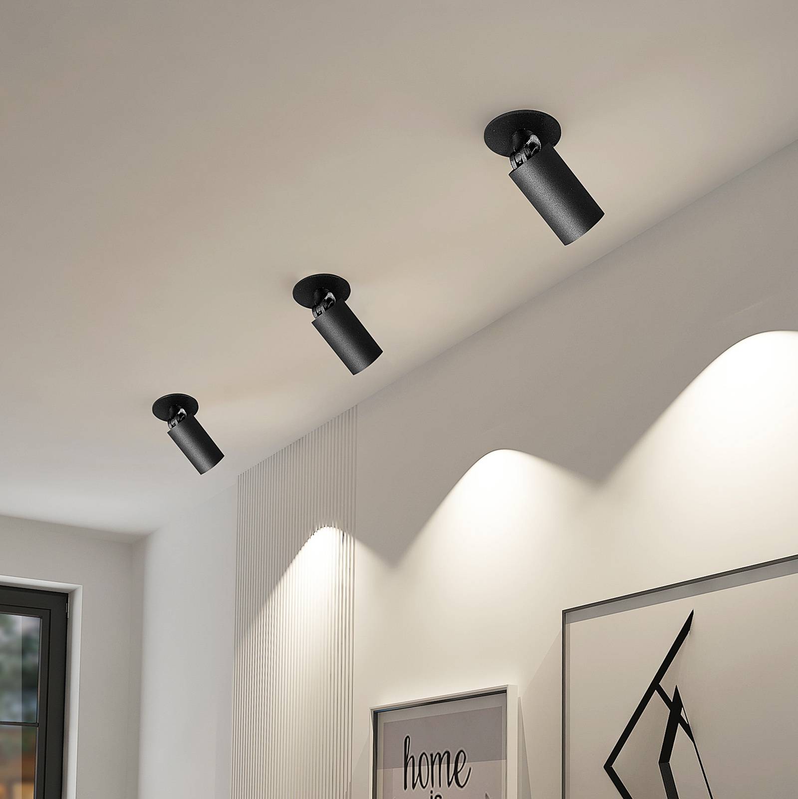 Arcchio Davin inbouwspot, cilinder, zwart – Lampen24