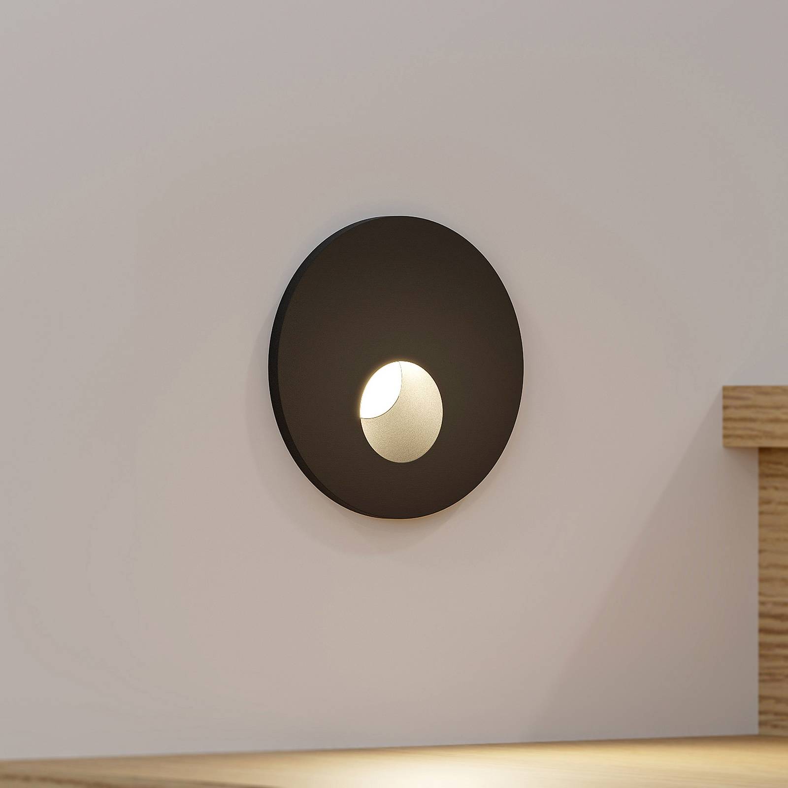 Arcchio LED inbouwlamp Vexi, Ø 7,5 cm, zwart, aluminium, CCT – Lampen24