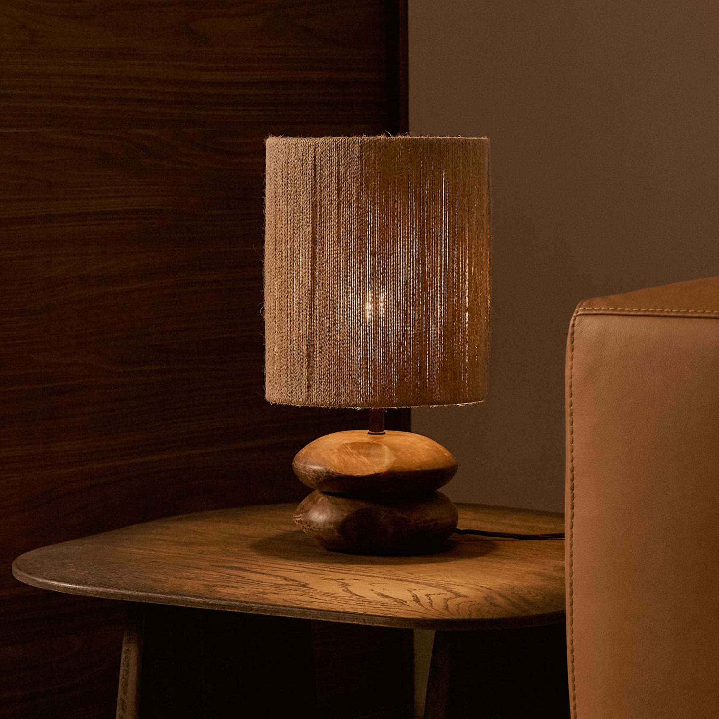 Kave Home Tafellamp Kor Acaciahout en jute