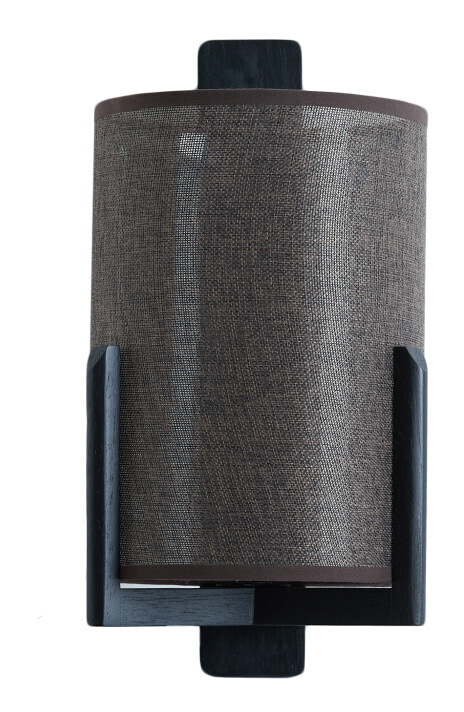 Light & Living Wandlamp Litto Linnen en hout - Donkerbruin - Rond