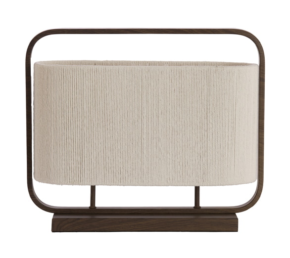 Light & Living Tafellamp Lecce Touw en bruine houtlook