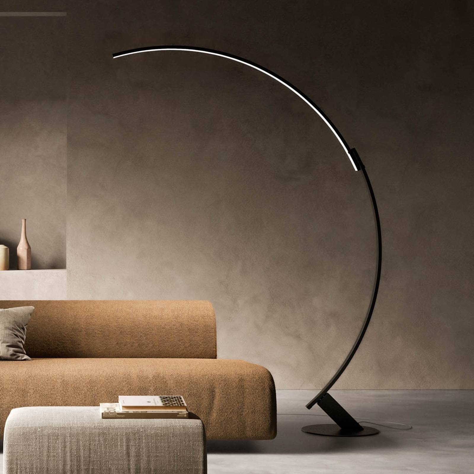 kdln LED vloerlamp Kyudo, zwart, hoogte 212 cm – Lampen24