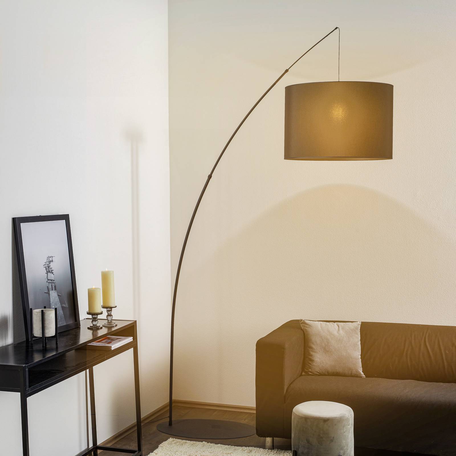 TK Lighting Vloerlamp Moby Black met stoffen kap – Lampen24
