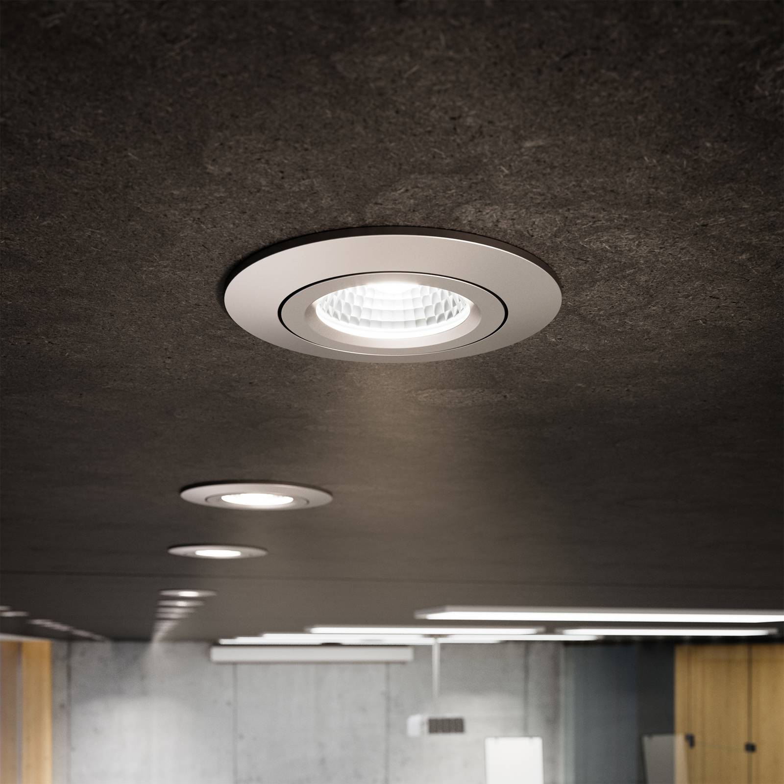 Sigor LED plafondinbouwspot Diled, Ø8,5cm, 10 W, Dime, staal – Lampen24