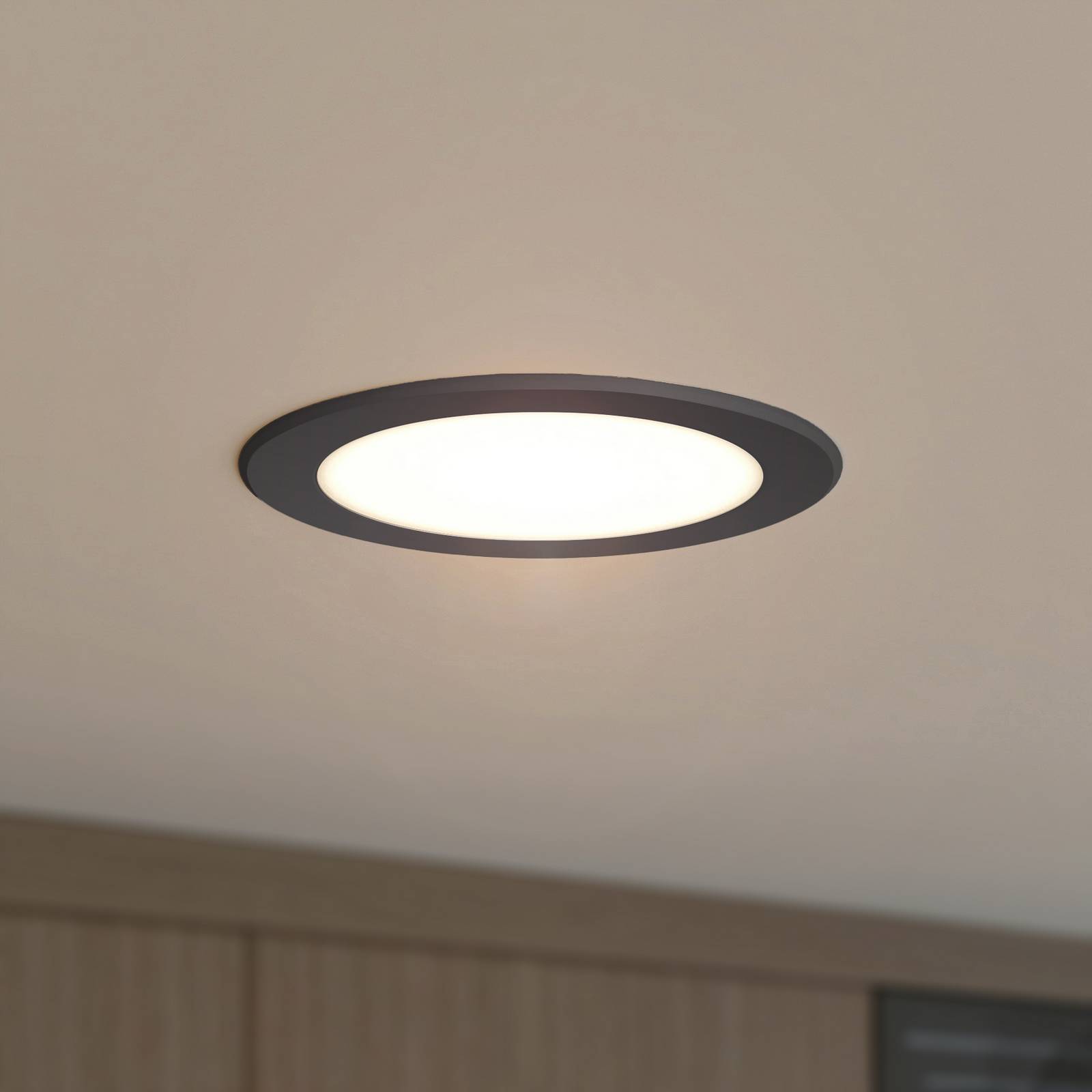 Prios inbouwspot Rida, zwart, 14,5 cm, 12 W, CCT – Lampen24