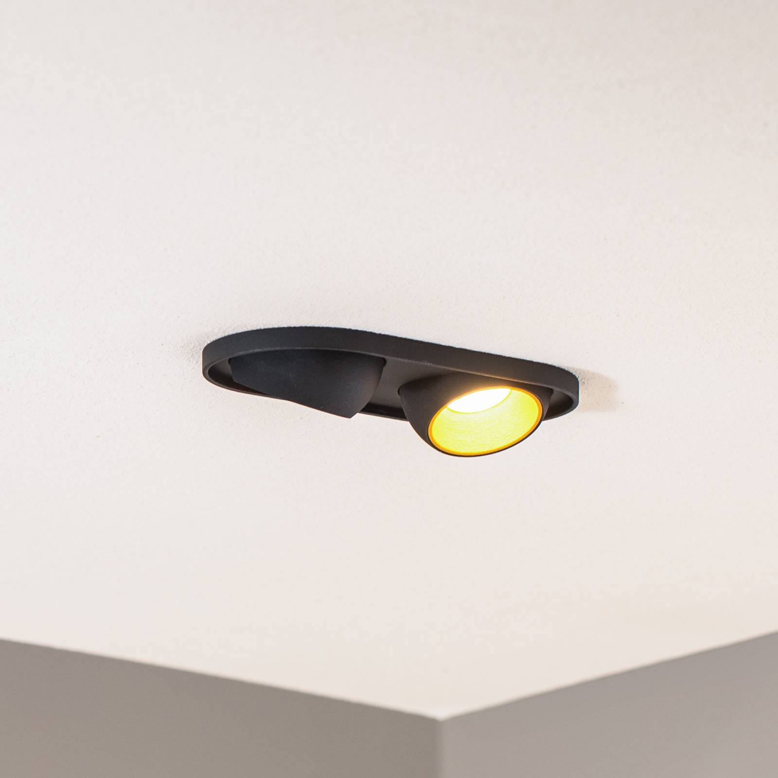Bega LED inbouwspot Studio Line, zwart/messing, 2-lamps. – Lampen24