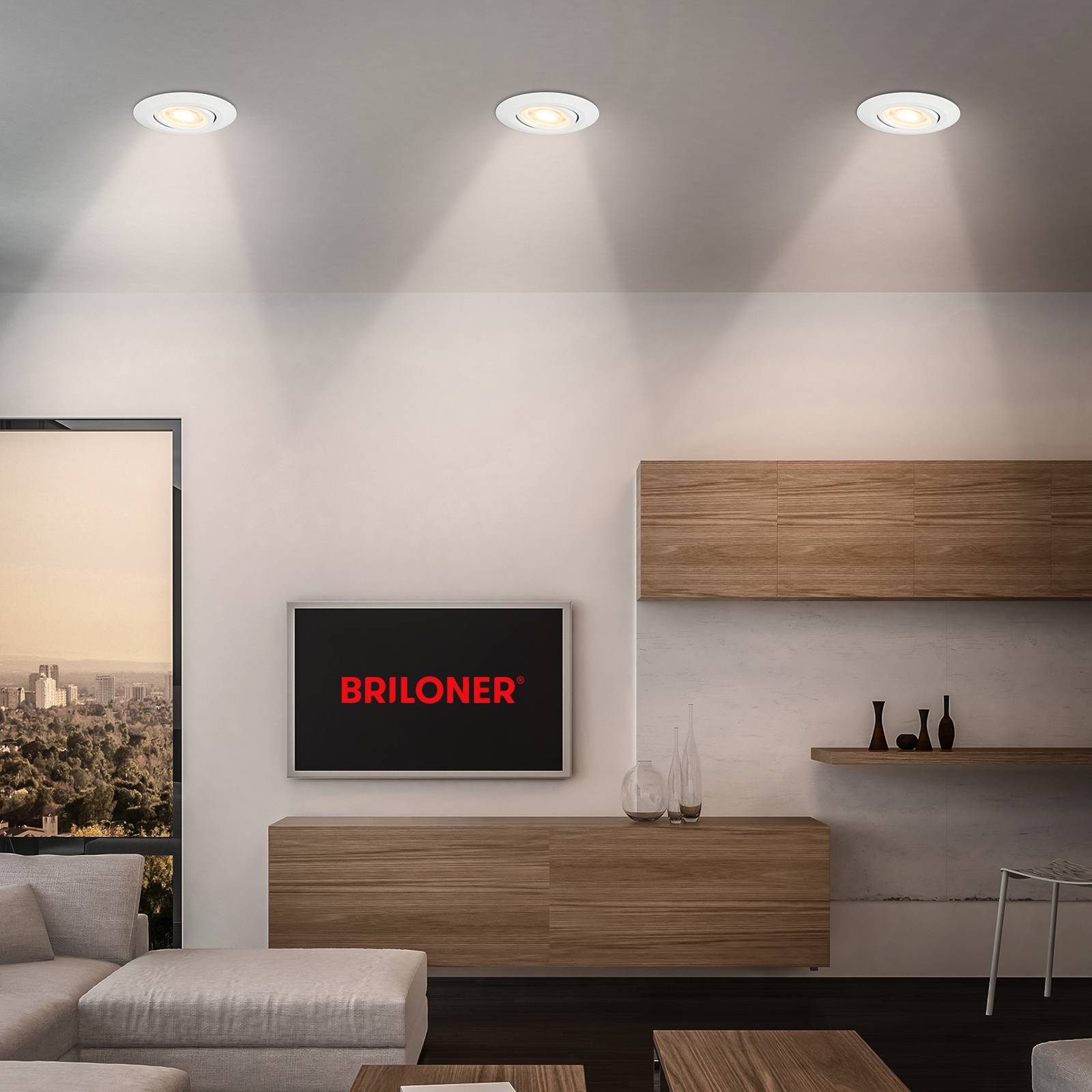 Briloner LED inbouwlamp Klira, wit, draaibaar, dimbaar, set van 3 – Lampen24