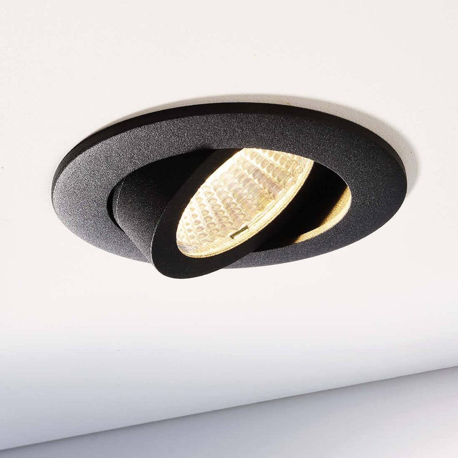 Deko-Light Plafond inbouwlamp Dione, IP44, 3.000 K, zwart, dimbaar – Lampen24