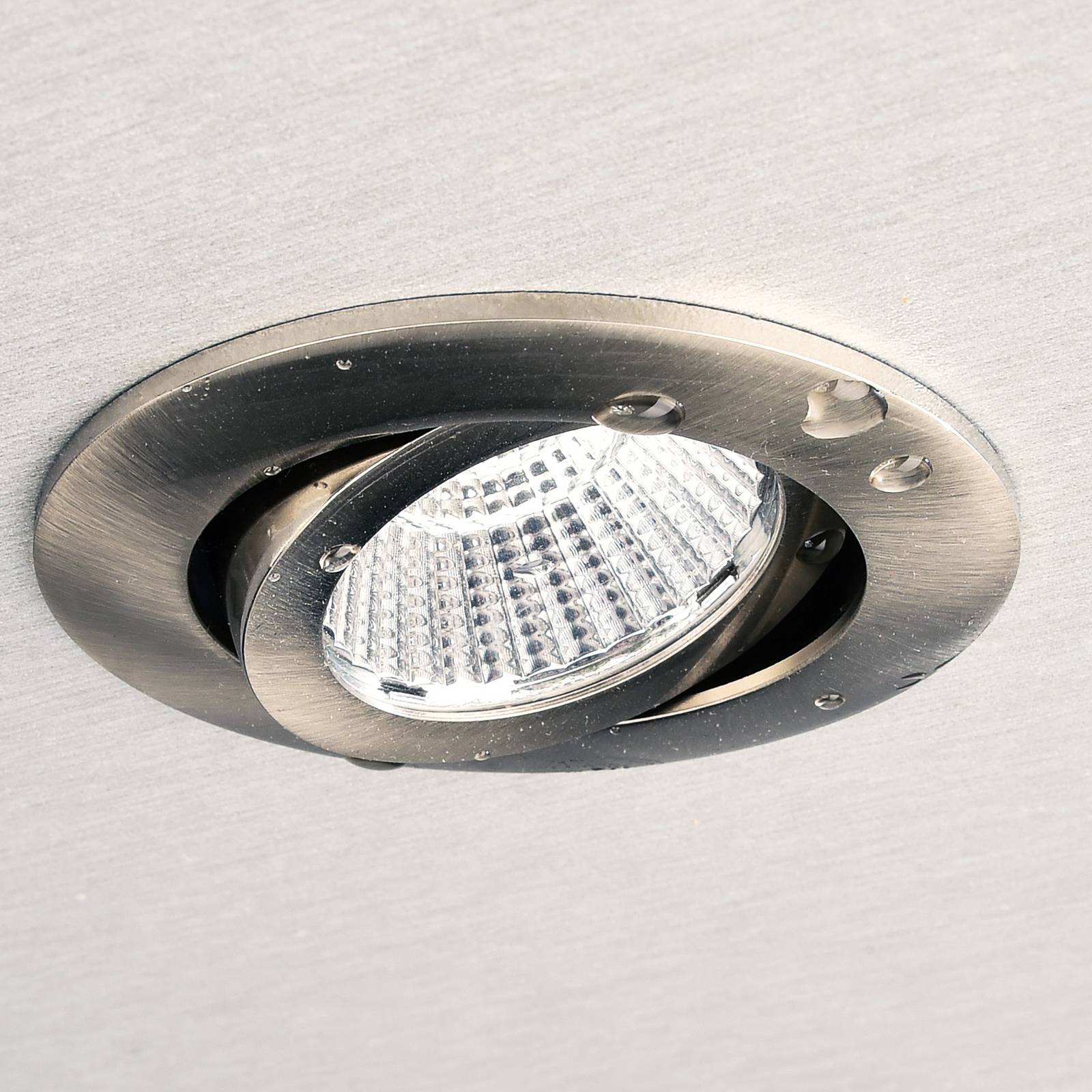 Deko-Light Plafond inbouwlamp Dione, IP44, 3.000 K, nikkel, dimbaar – Lampen24