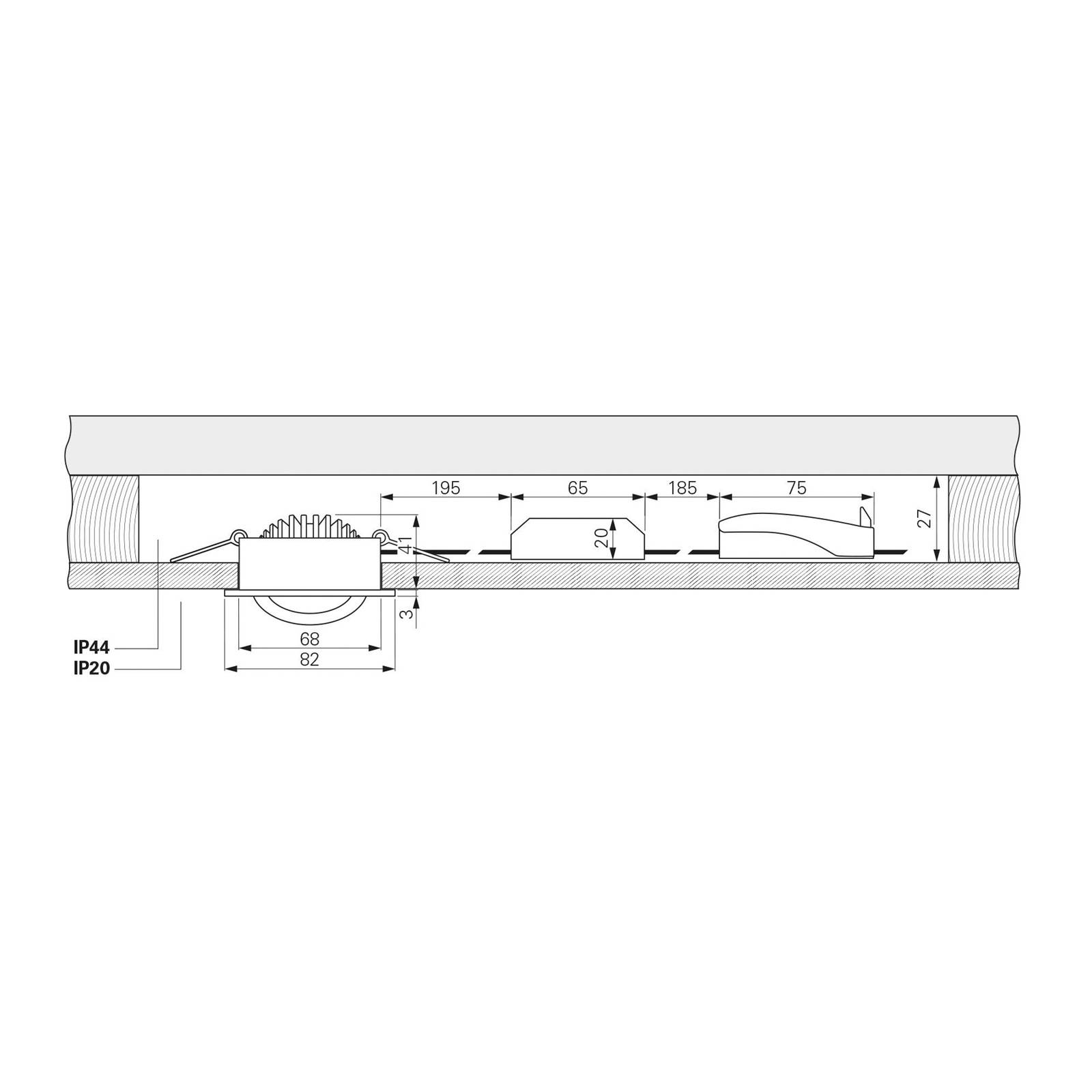 Deko-Light Plafond inbouwlamp Dione, IP44, 4.000 K, wit, dimbaar – Lampen24