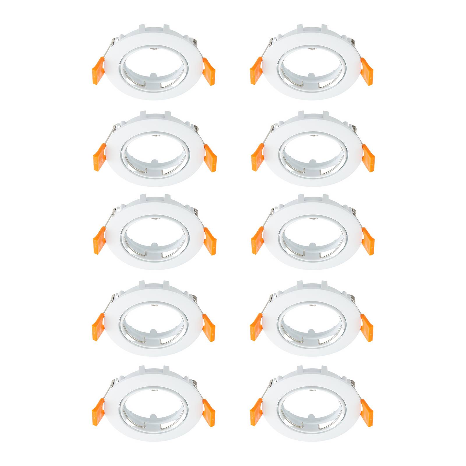 Prios plafond inbouwlamp Fibur, wit, zink, Ø 8,2 cm, 10 stuks – Lampen24