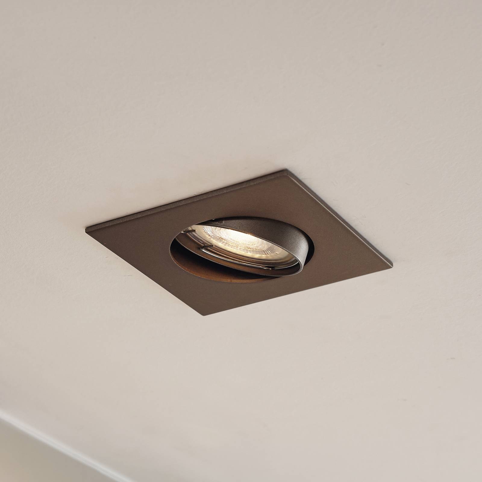 PRIOS inbouwlamp Fibur, mat brons, 9 cm, GU10 – Lampen24