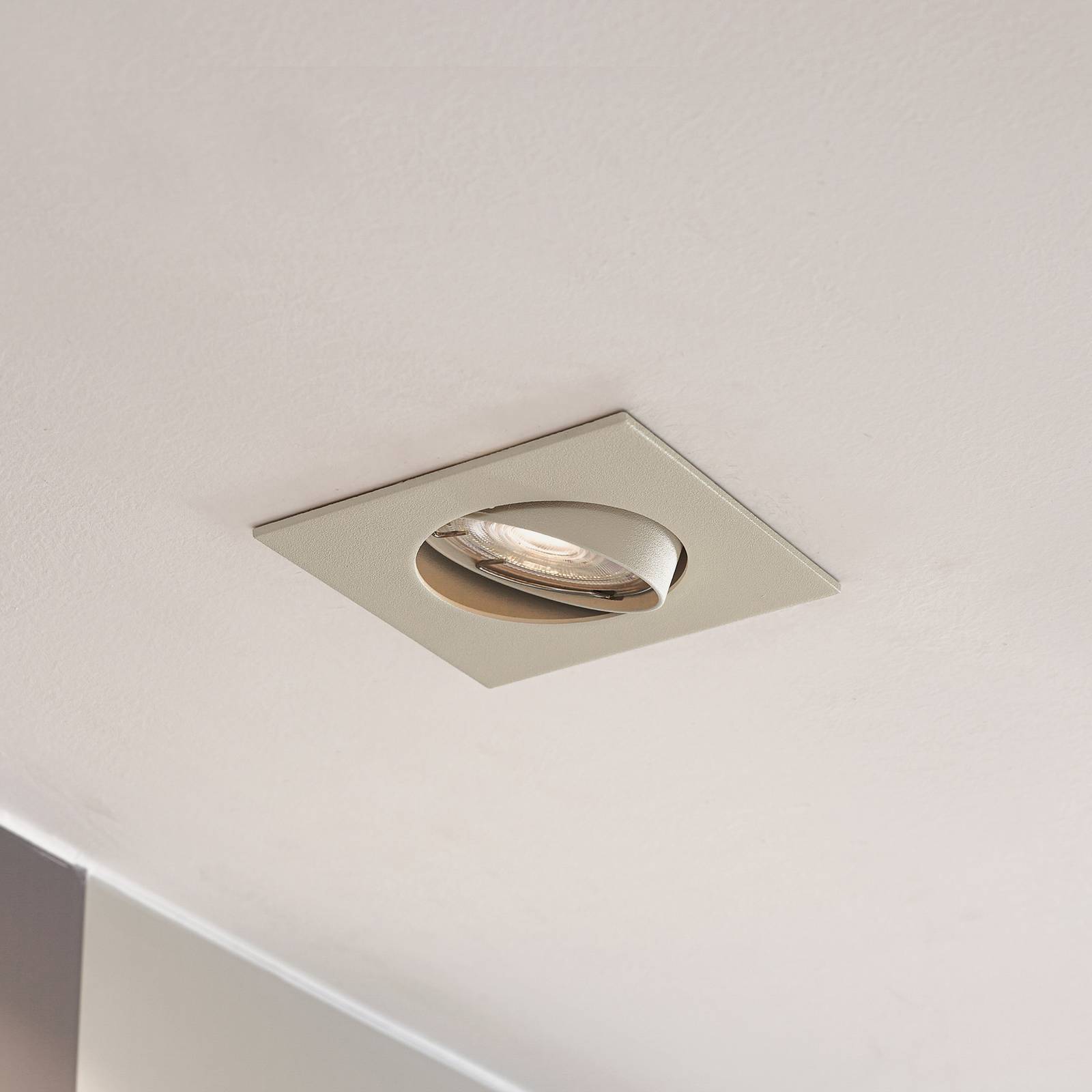 PRIOS inbouwlamp Fibur, beige, 9 cm, GU10 – Lampen24