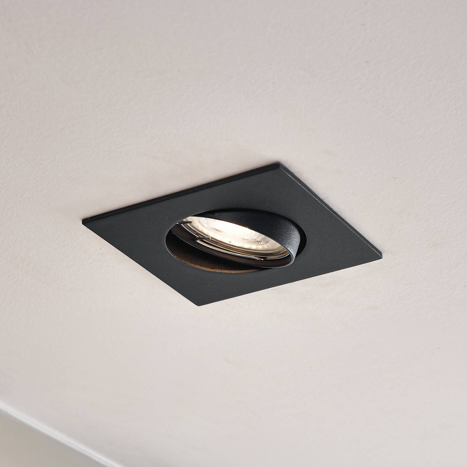 PRIOS inbouwlamp Fibur, zwart, 9 cm, GU10 – Lampen24