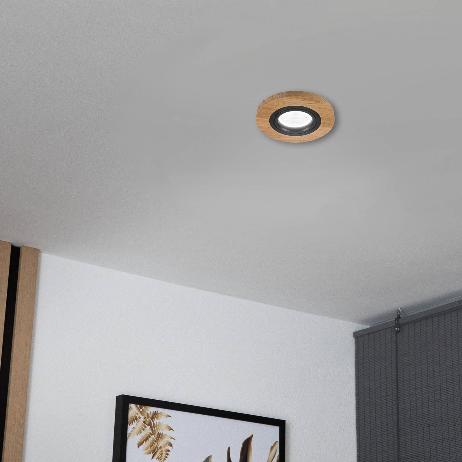 Lamkur Plafond inbouwlamp Tobby, Ø 11,5 cm, eikenhout, GU10 – Lampen24