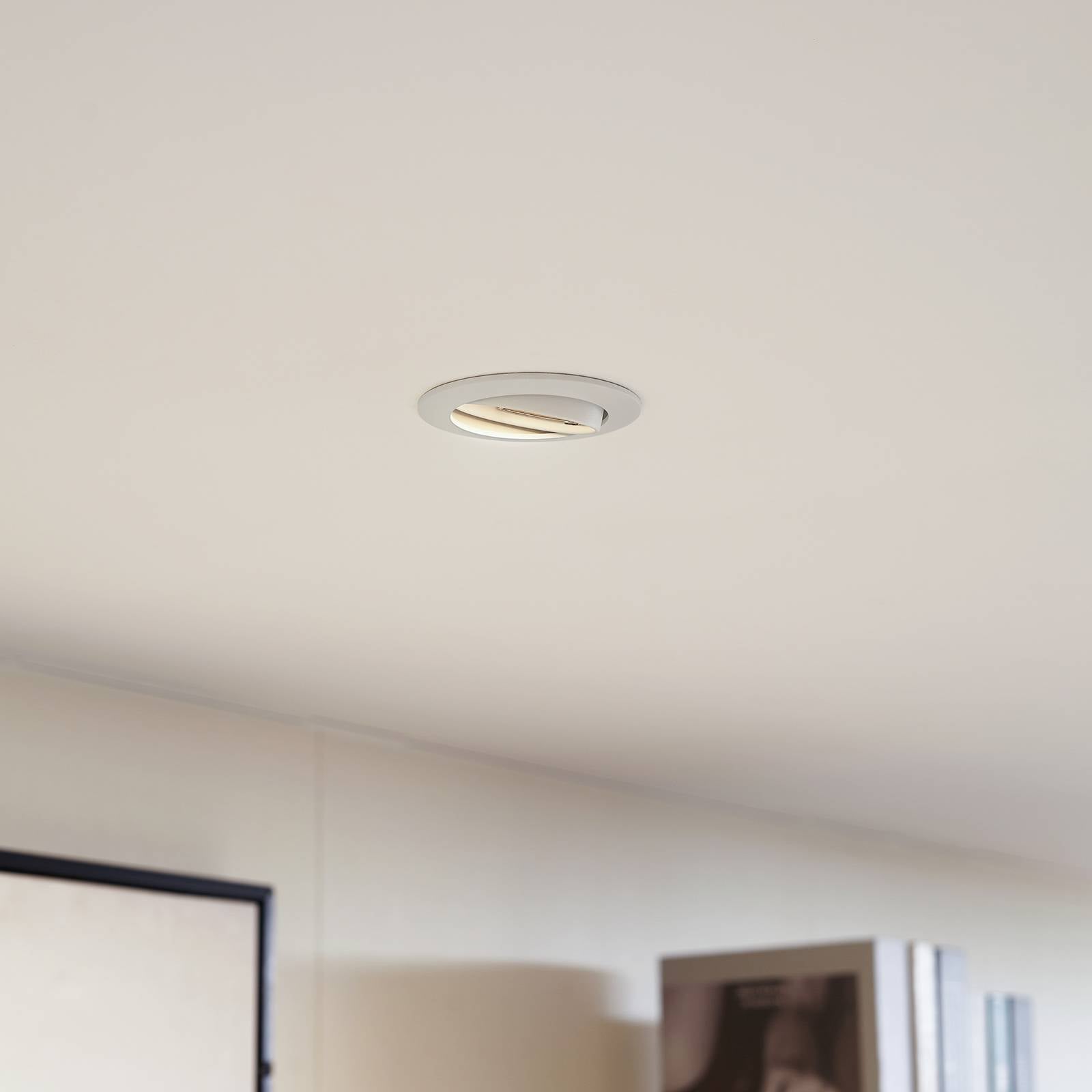 PRIOS plafond inbouwlamp Fibur, wit, zink, Ø 8,2 cm, set van 3 – Lampen24