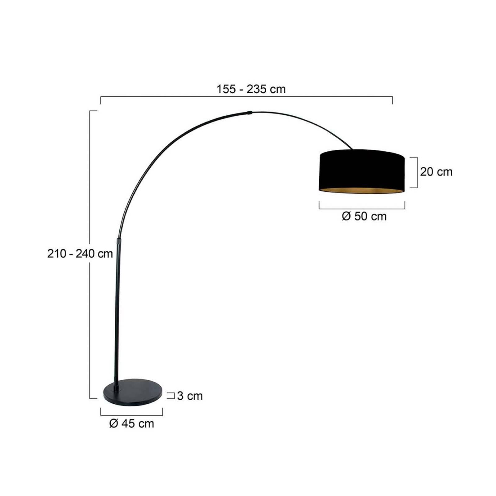 Steinhauer Boogstaande vloerlamp Sparkled Light zwart/zwart-goud, 240 cm – Lampen24
