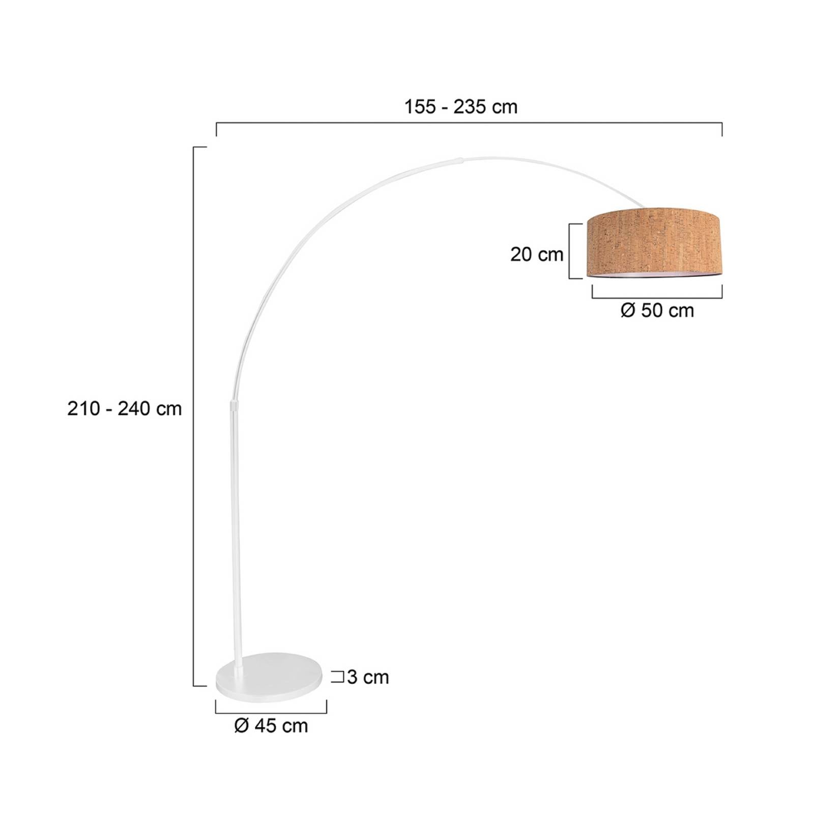 Steinhauer Boogstaande vloerlamp Sparkled Light, wit/bruin Hoogte 240 cm Kurk – Lampen24