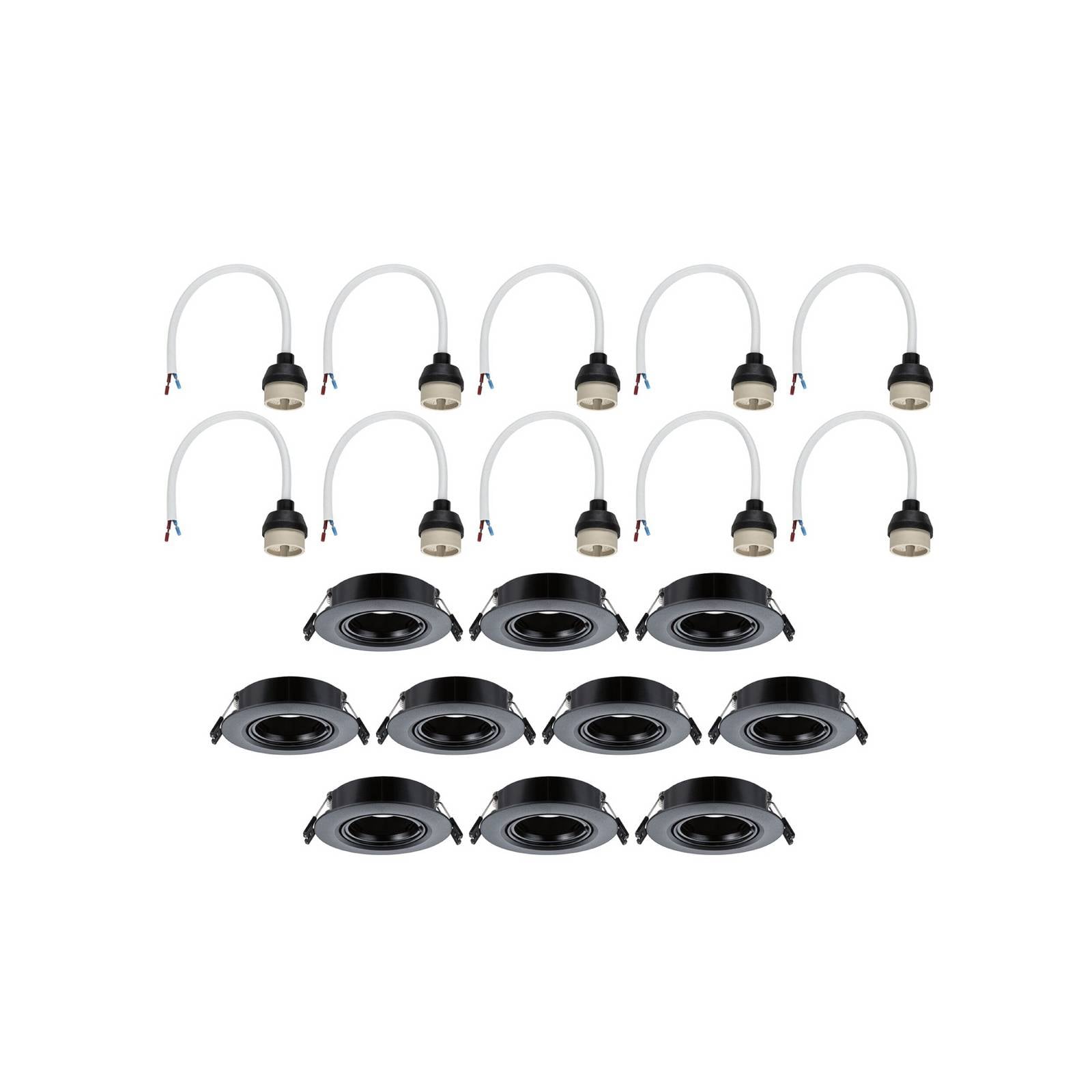 Paulmann Inbouwspot 92117 zwart Ø9 cm dimbaar 30° draaibaar set van 10 stuks GU10 – Lampen24