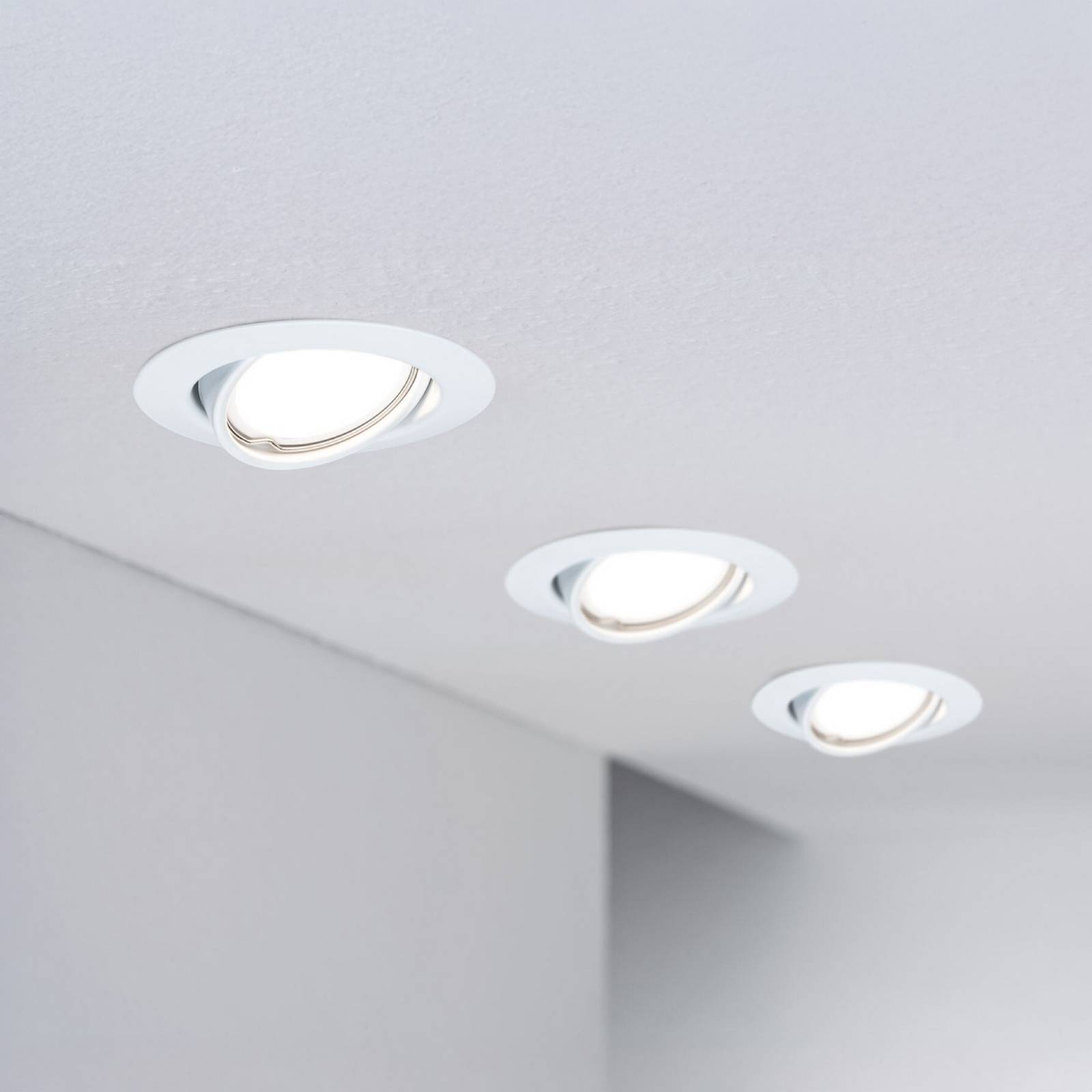 Paulmann LED inbouwspot Base Coin wit aan/uit, 3 stuks, 3000K – Lampen24