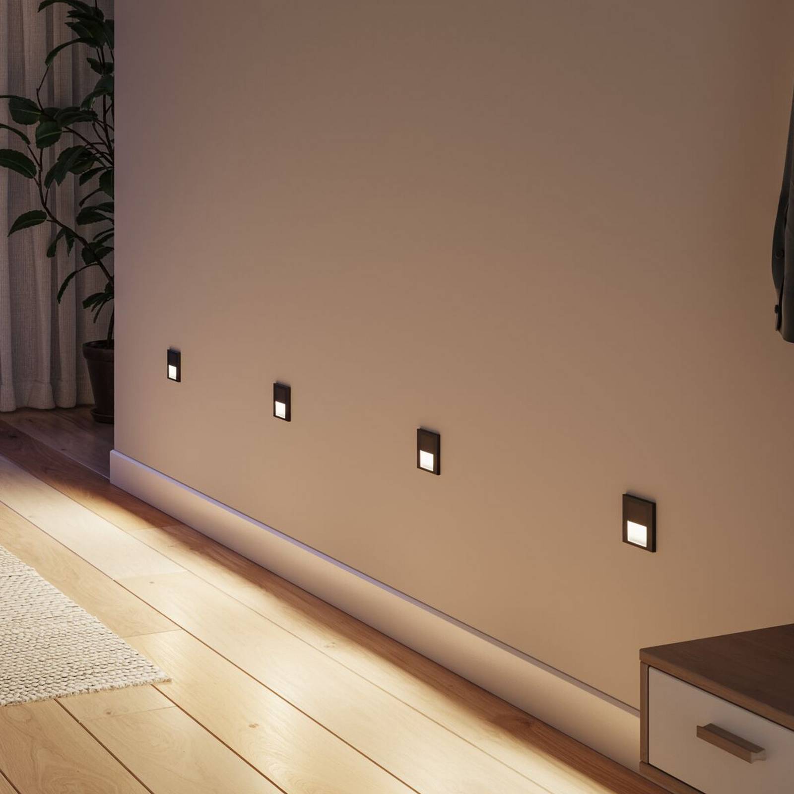 Paulmann LED-inbouwwandlamp Tsaro met sensor, zwart, kunststof – Lampen24
