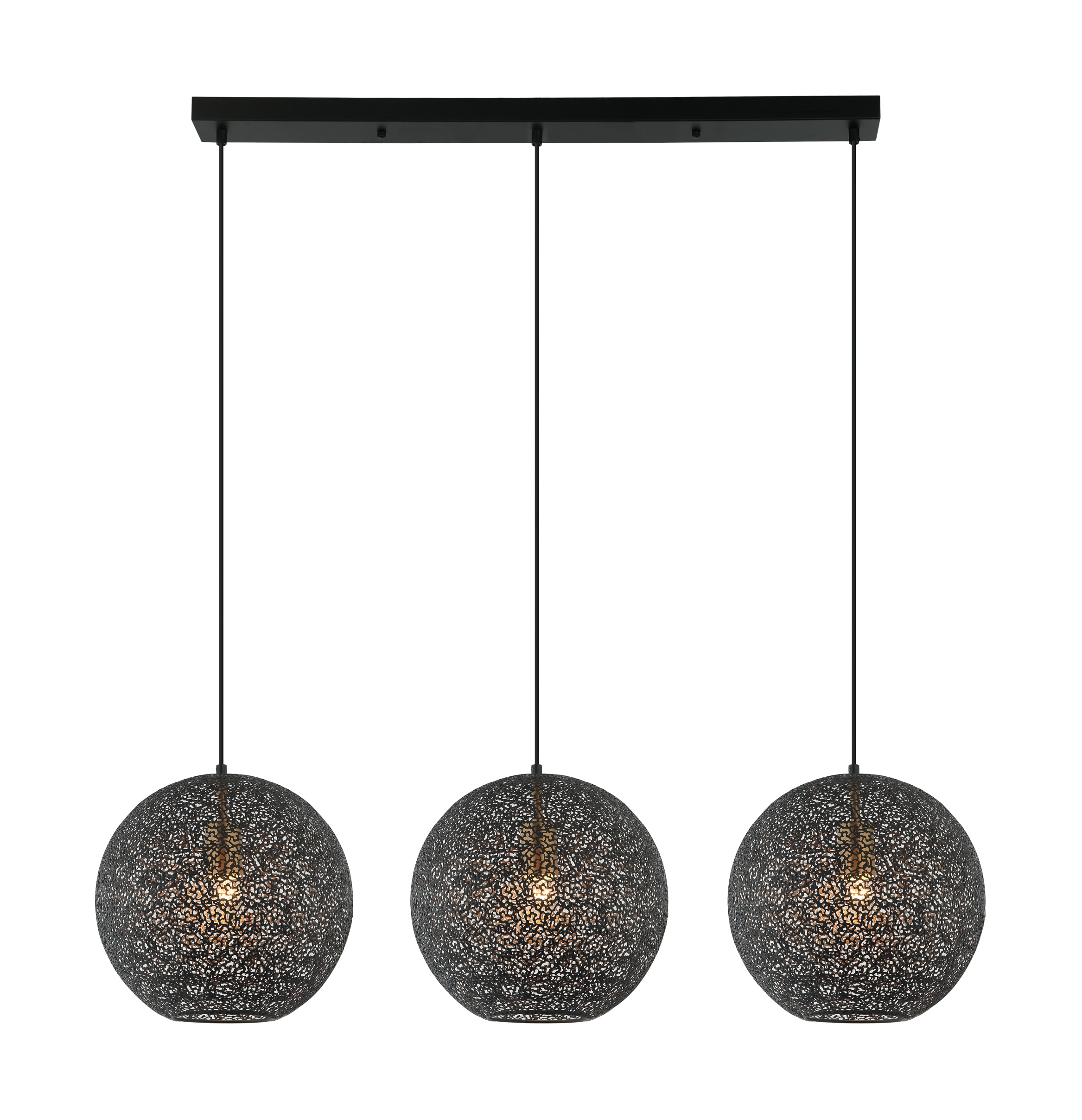 BASE Hanglamp Kasee 3-lamps Metaal - Zwart