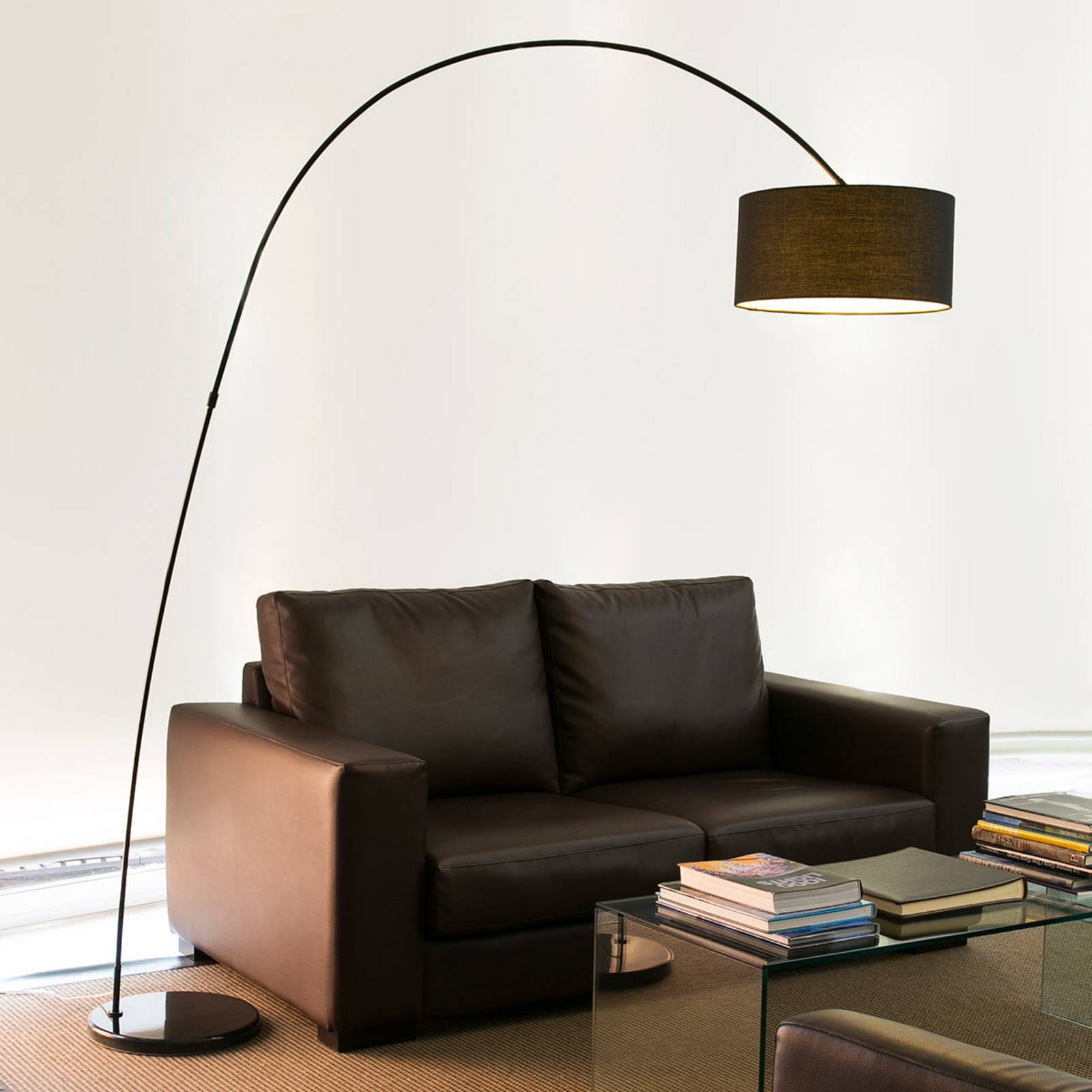 FARO BARCELONA Decoratieve booglamp PAPUA, zwart – Lampen24