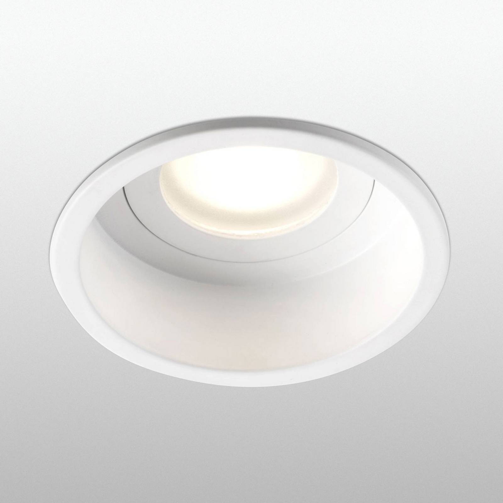 FARO BARCELONA Inbouwspot Hyde 1-lamp, rond frame, IP44, wit – Lampen24