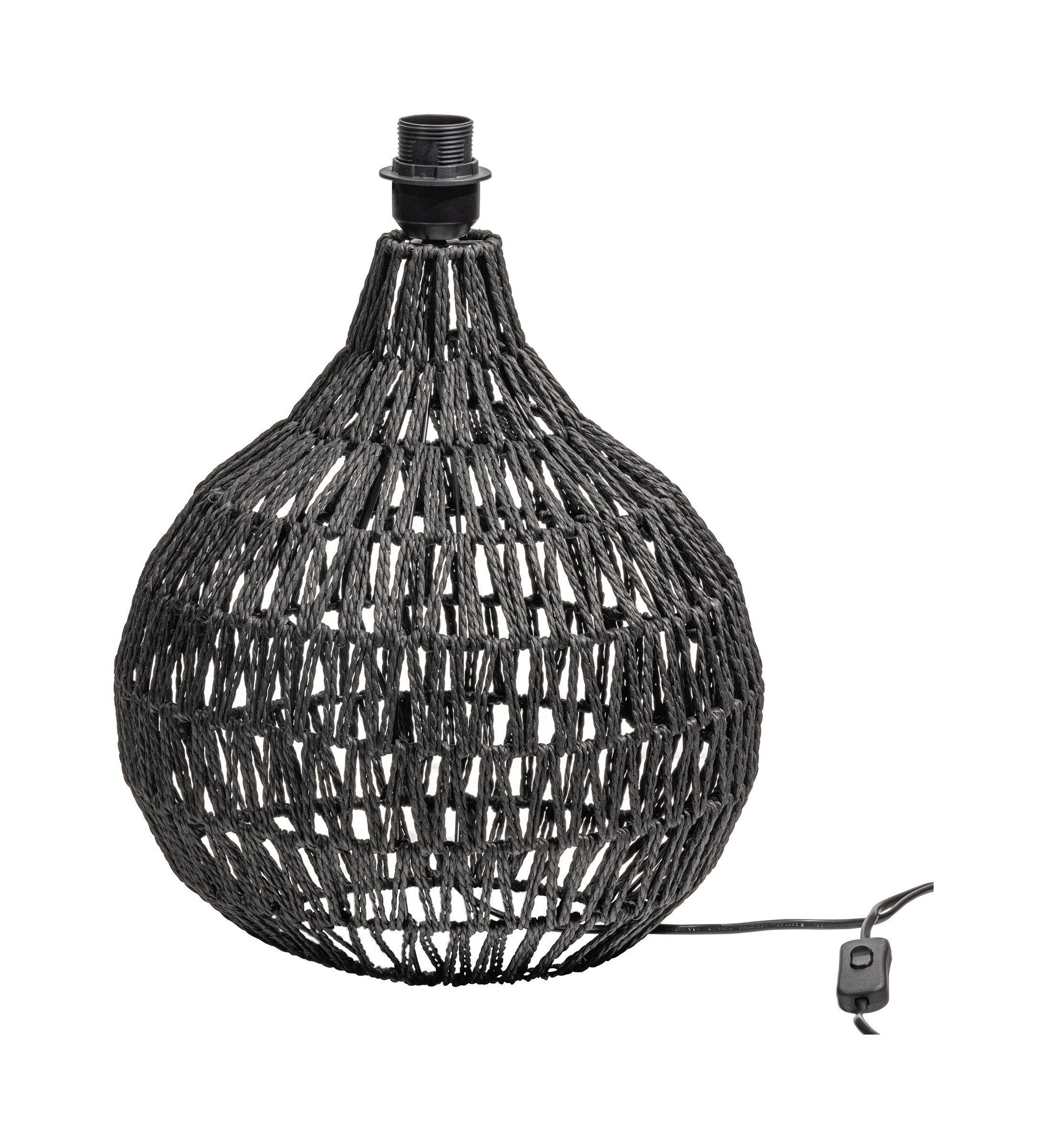 WOOOD Tafellamp Macy Rattan - Zwart (excl. kap) - Exclusive