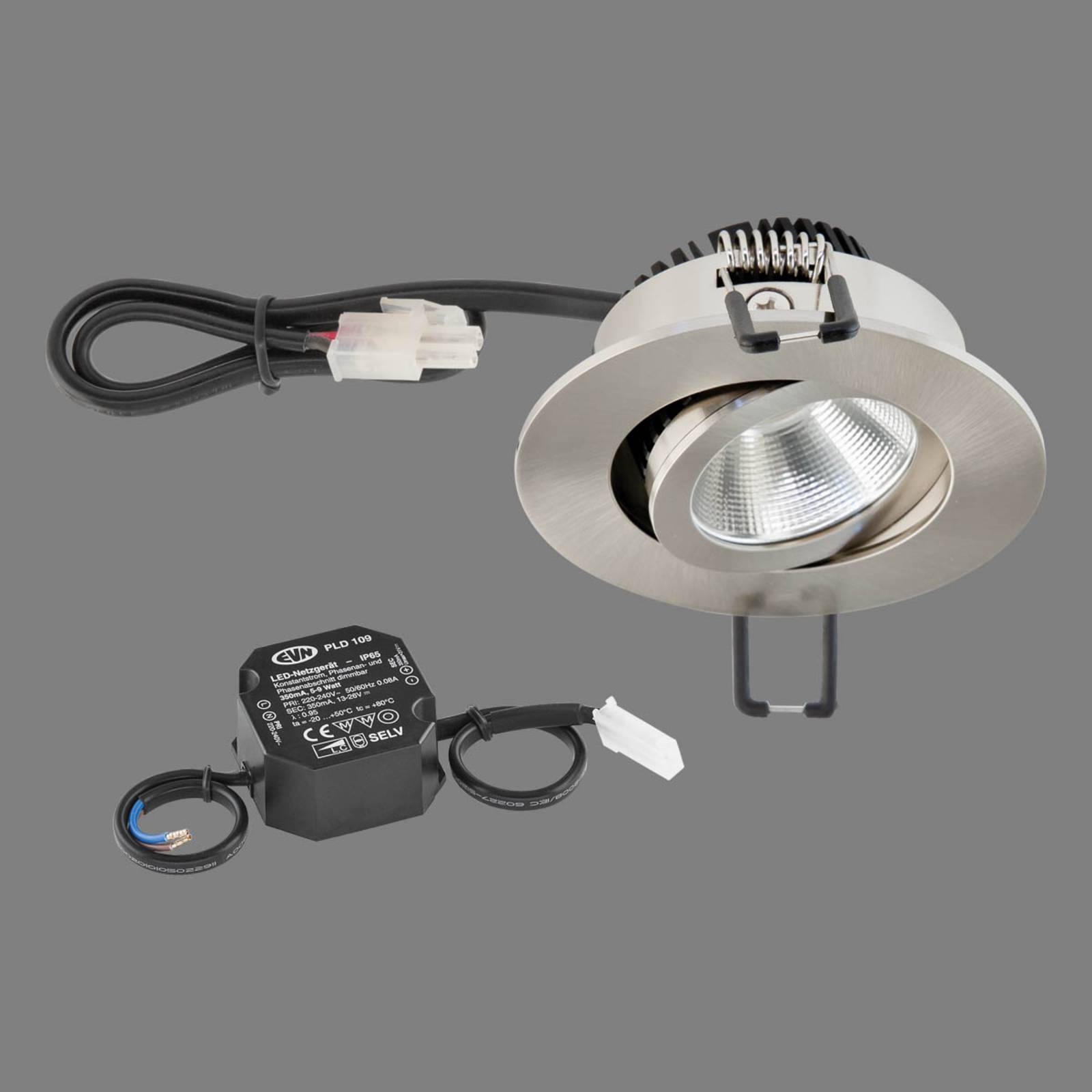 EVN PC20 inbouwlamp rond fasedimmer 3000K staal – Lampen24