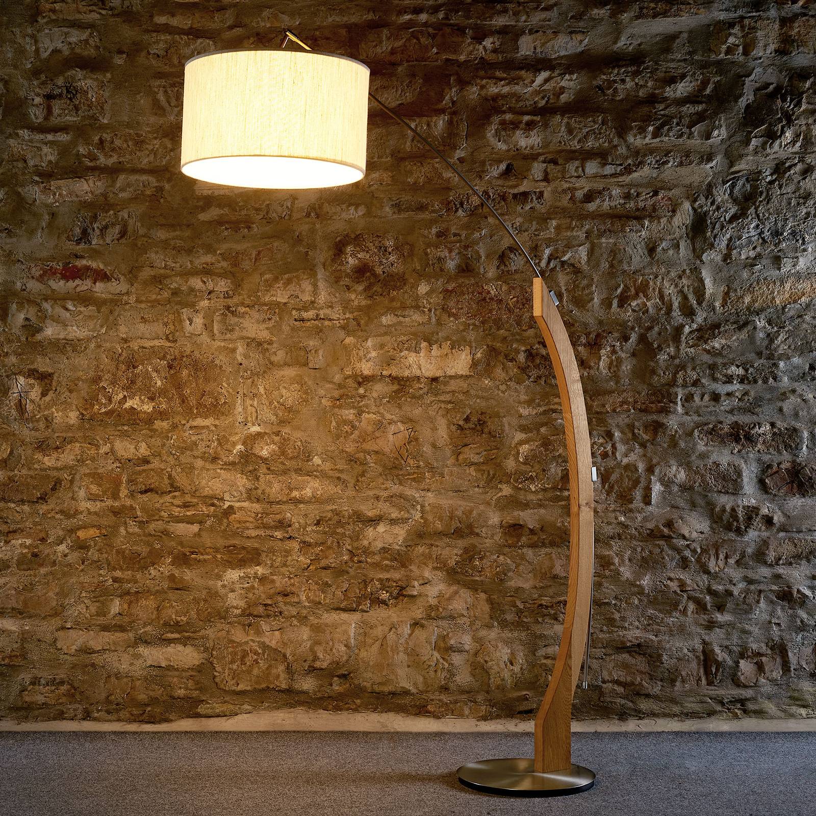 HerzBlut Amos booglamp, frame eiken geolied – Lampen24