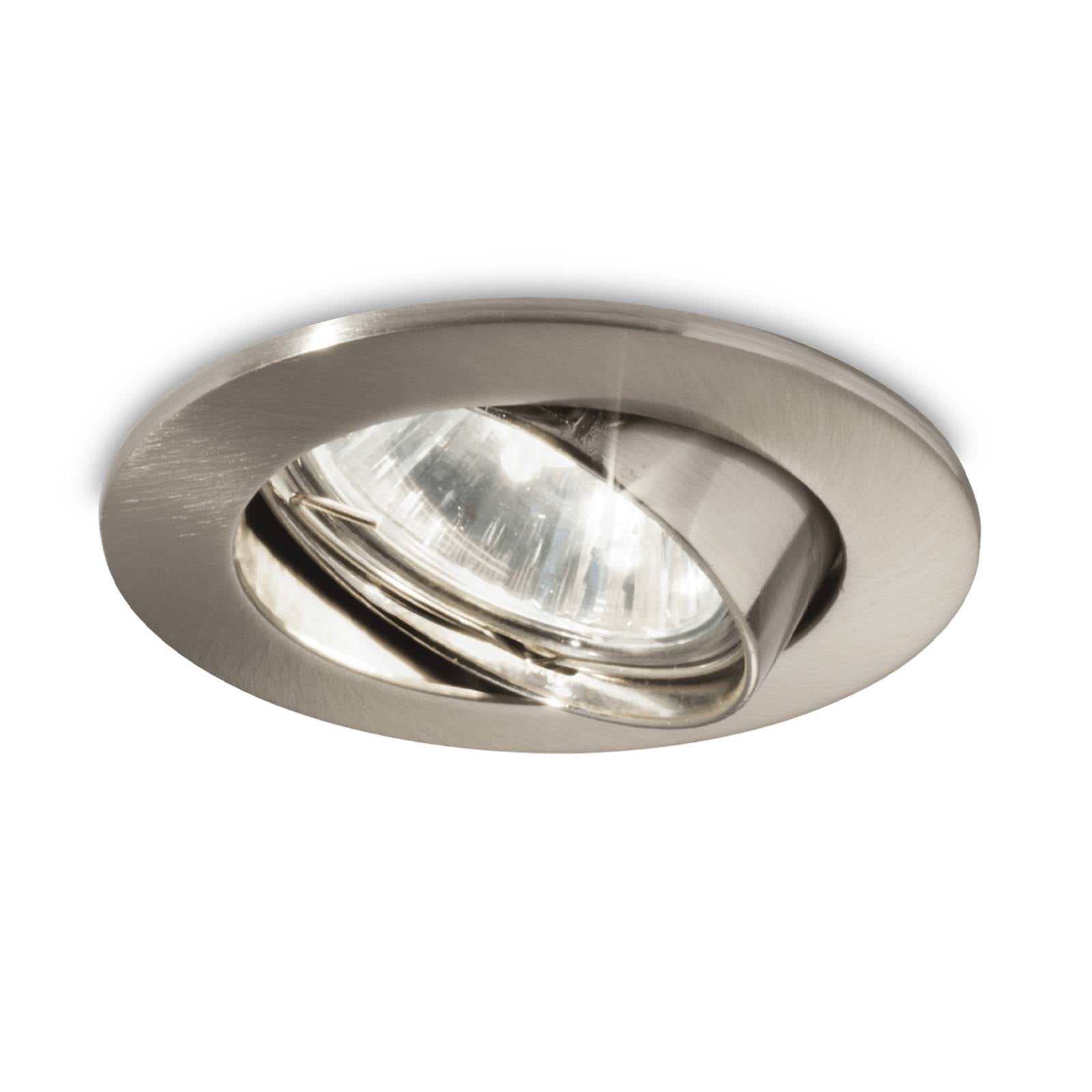 IDEAL LUX Inbouwspot Swing rond, GU10, zwenkbaar, nikkel – Lampen24