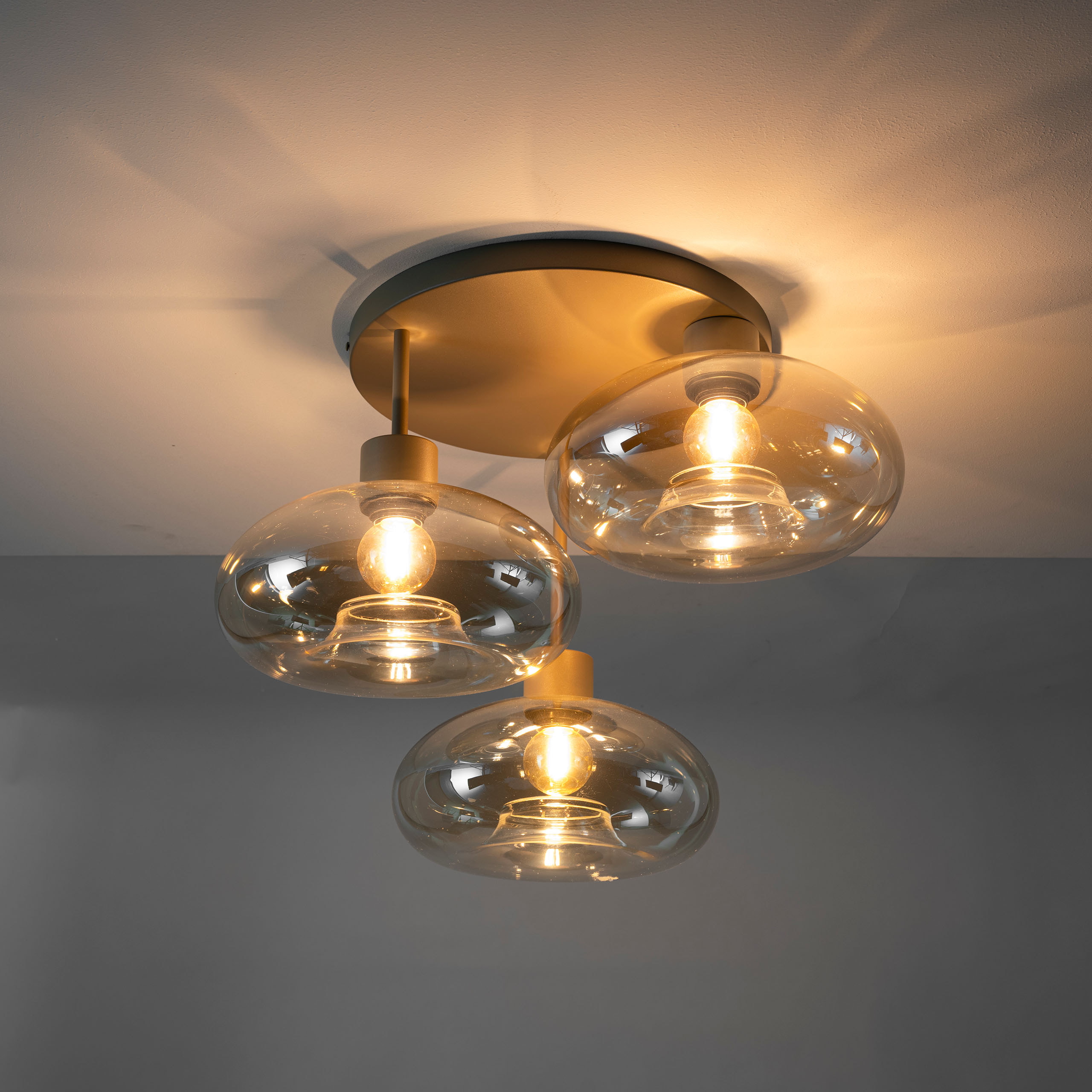 LifestyleFurn Plafondlamp Faiga Glas en beige metaal