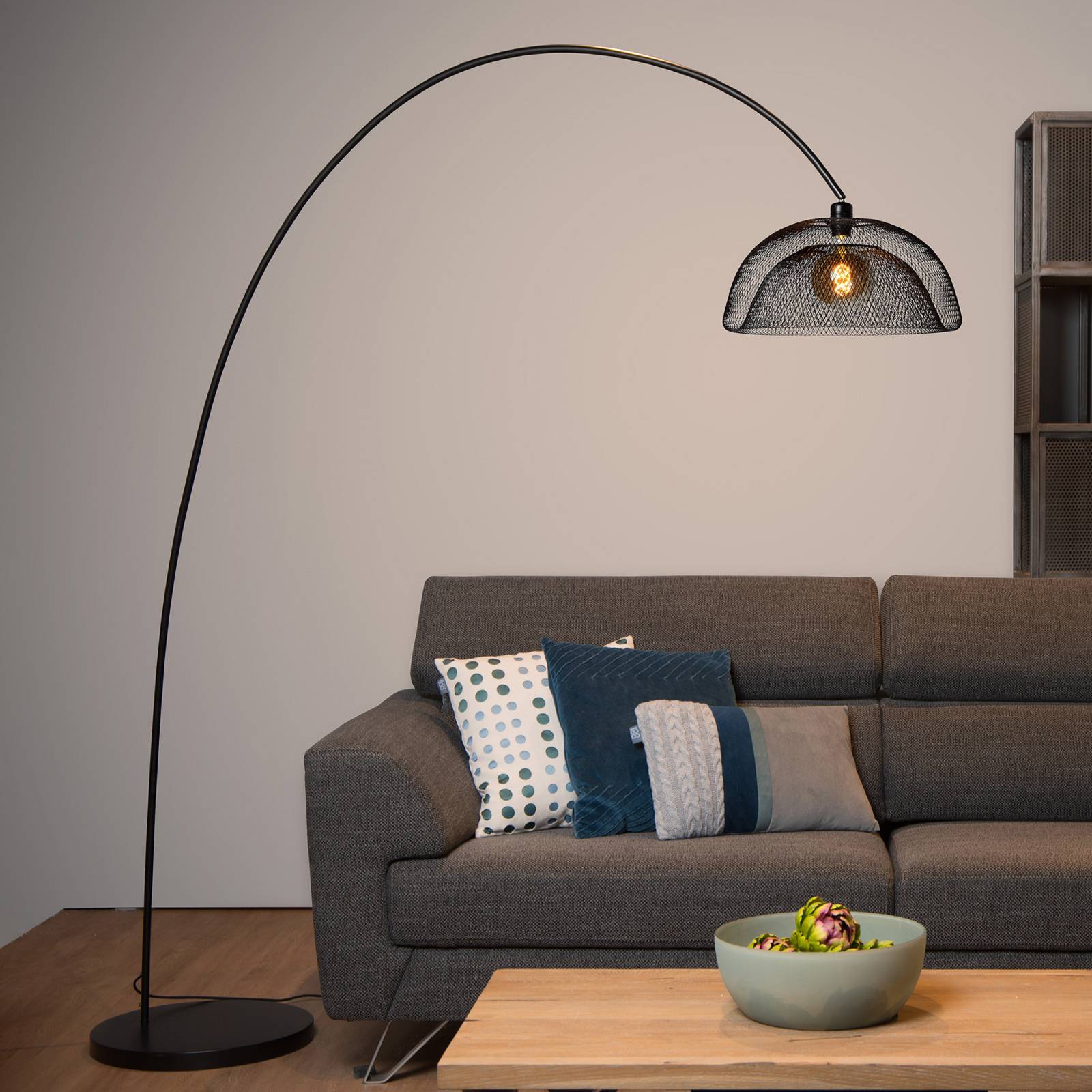 Lucide Vloerlamp Mesh, zwart, booglamp – Lampen24