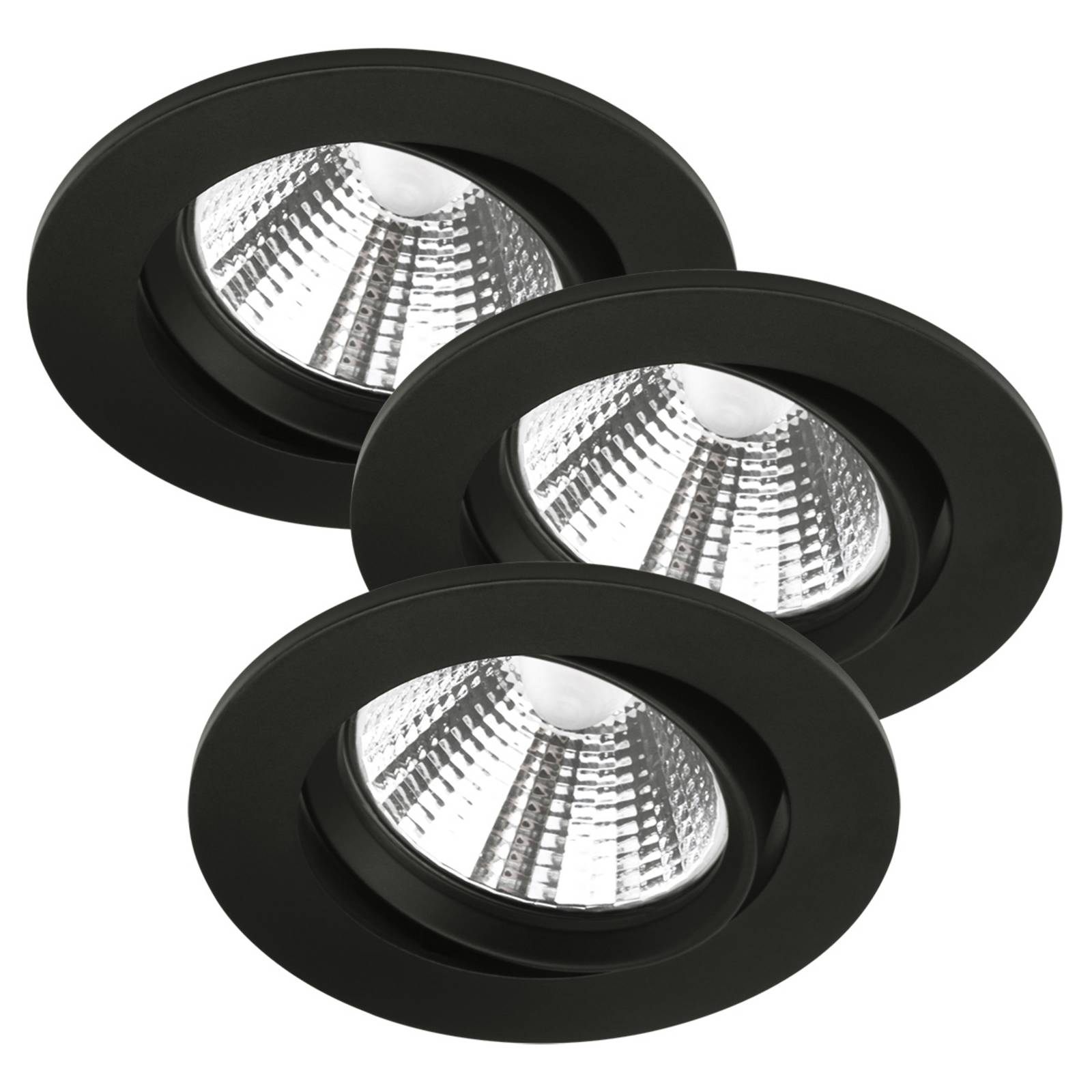 Nordlux LED plafondinbouwspot Freemont 2.700K per 3, zwart – Lampen24