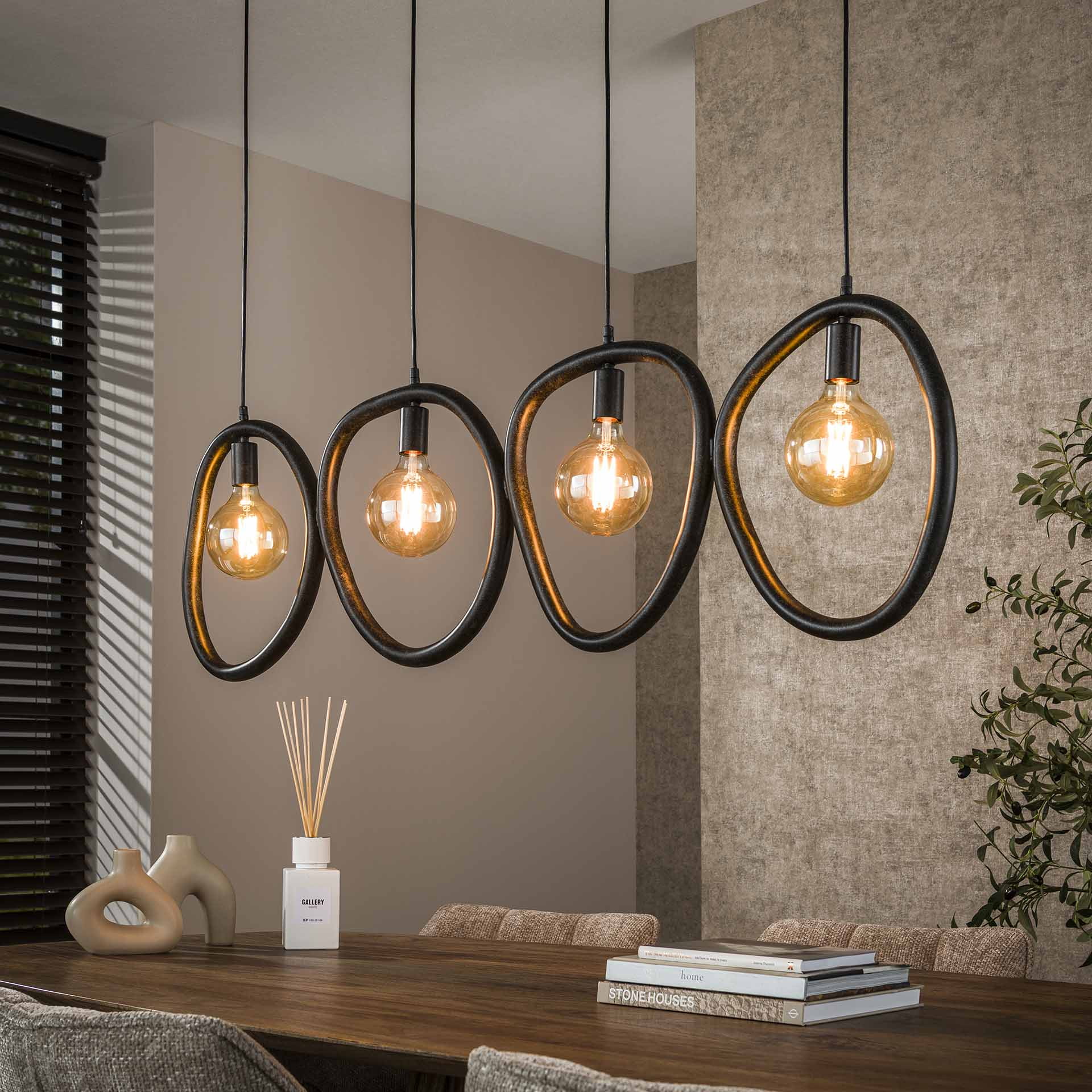 LifestyleFurn Organische Hanglamp Joelle 4-lamps