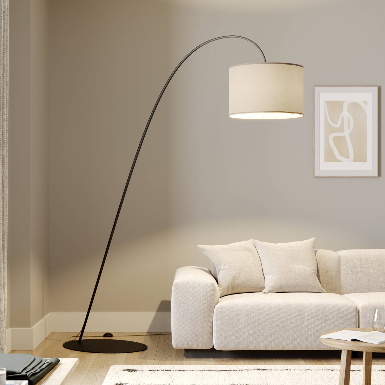 Nowodvorski Lighting Booglamp Alice met textiel kap coffee – Lampen24