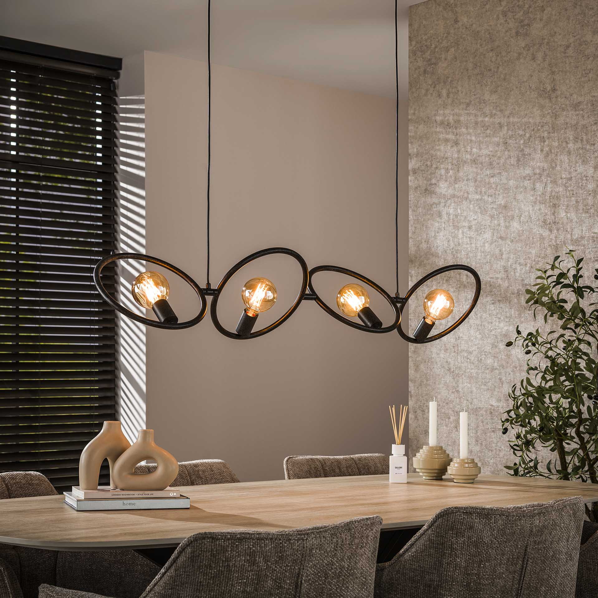 LifestyleFurn Hanglamp Davion Artic black finish