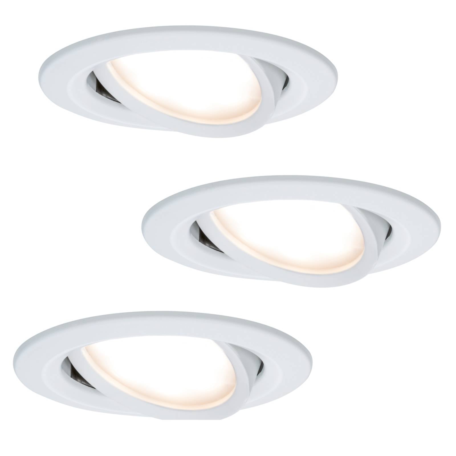 Paulmann Set van 3 led inbouwlampen Coin Slim, wit, IP23 – Lampen24