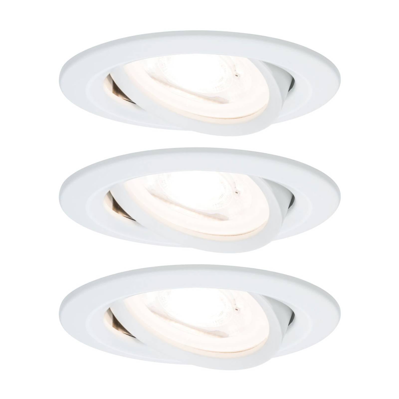 Paulmann 3-delige spot Nova rond zwenkbaar/dimbaar, wit – Lampen24