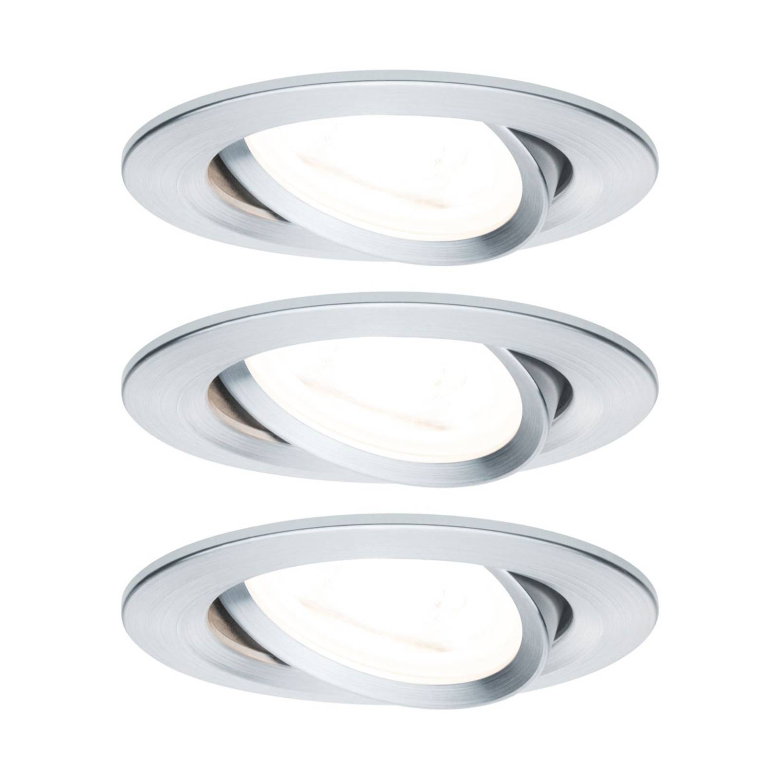 Paulmann 3-voudige spot Nova rond zwenkbaar/dimbaar, aluminium – Lampen24