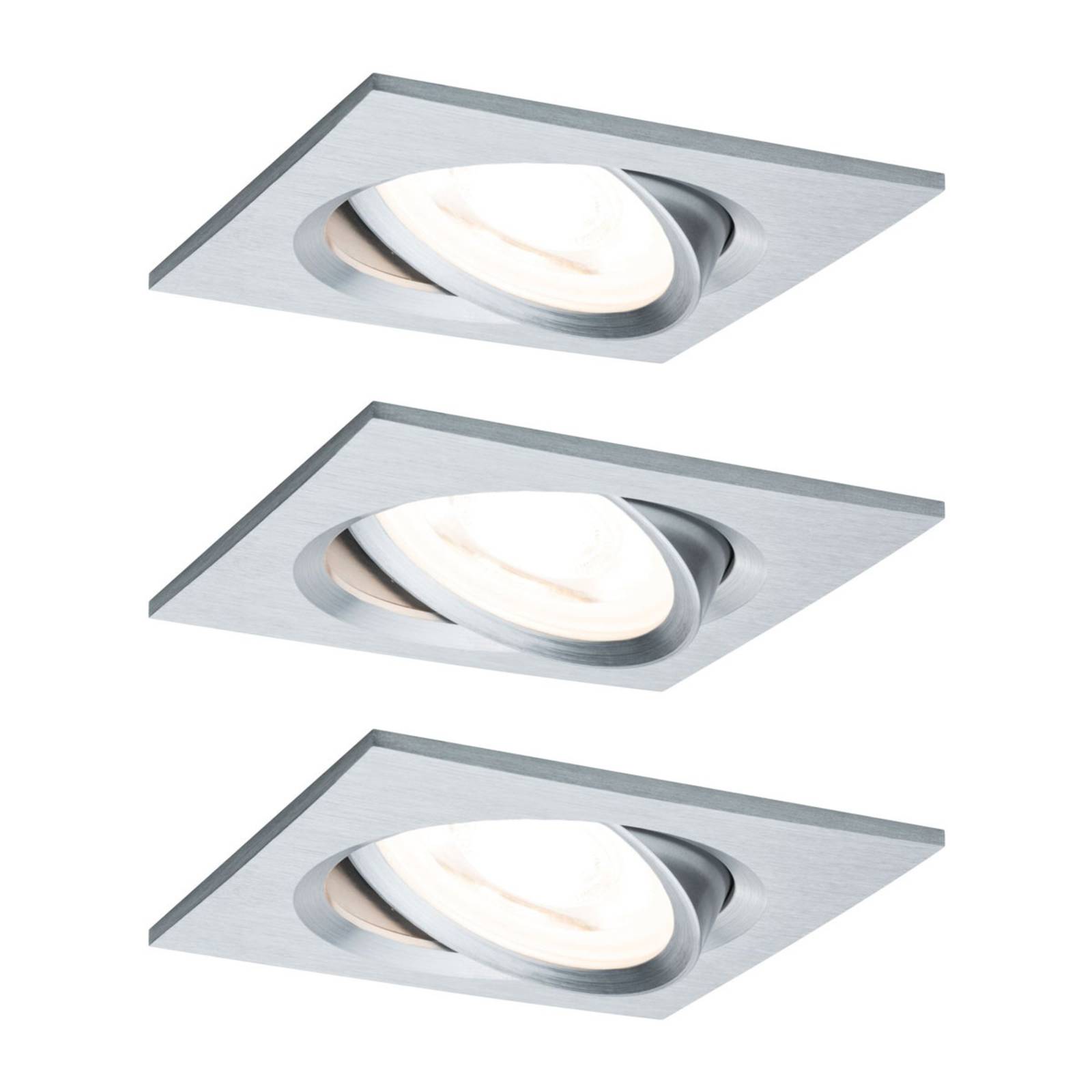Paulmann 3 spot Nova hoekig dimbaar, aluminium – Lampen24
